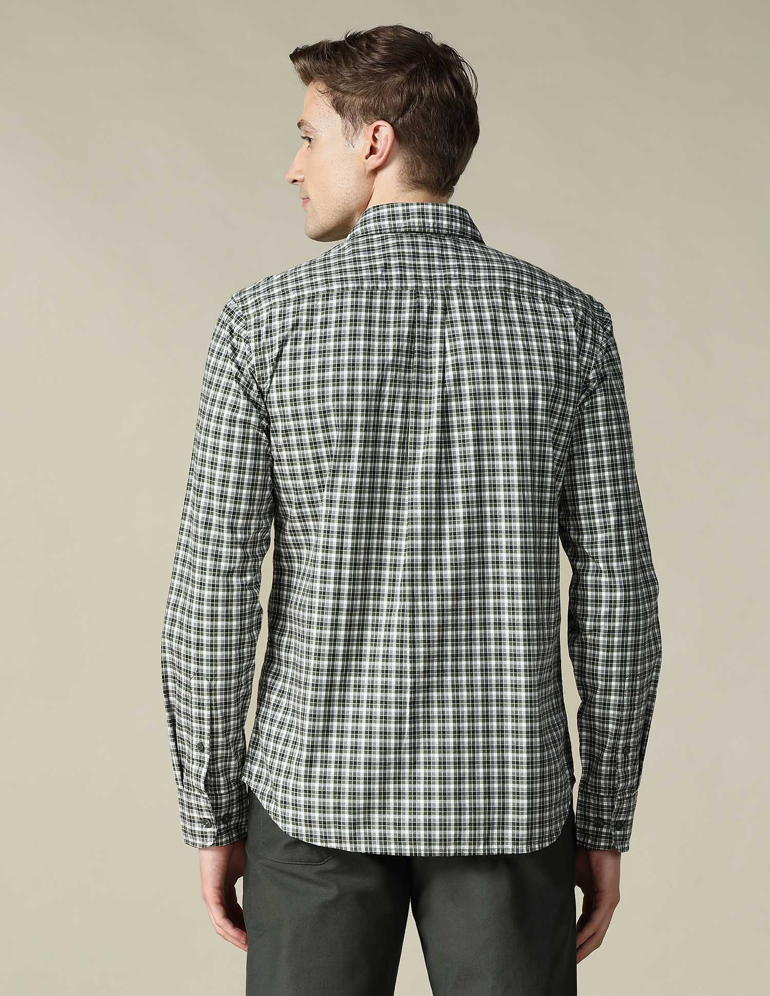 Tartan Checked Tailored Fit Shirt Olive - U.S. Polo Assn. India | Large