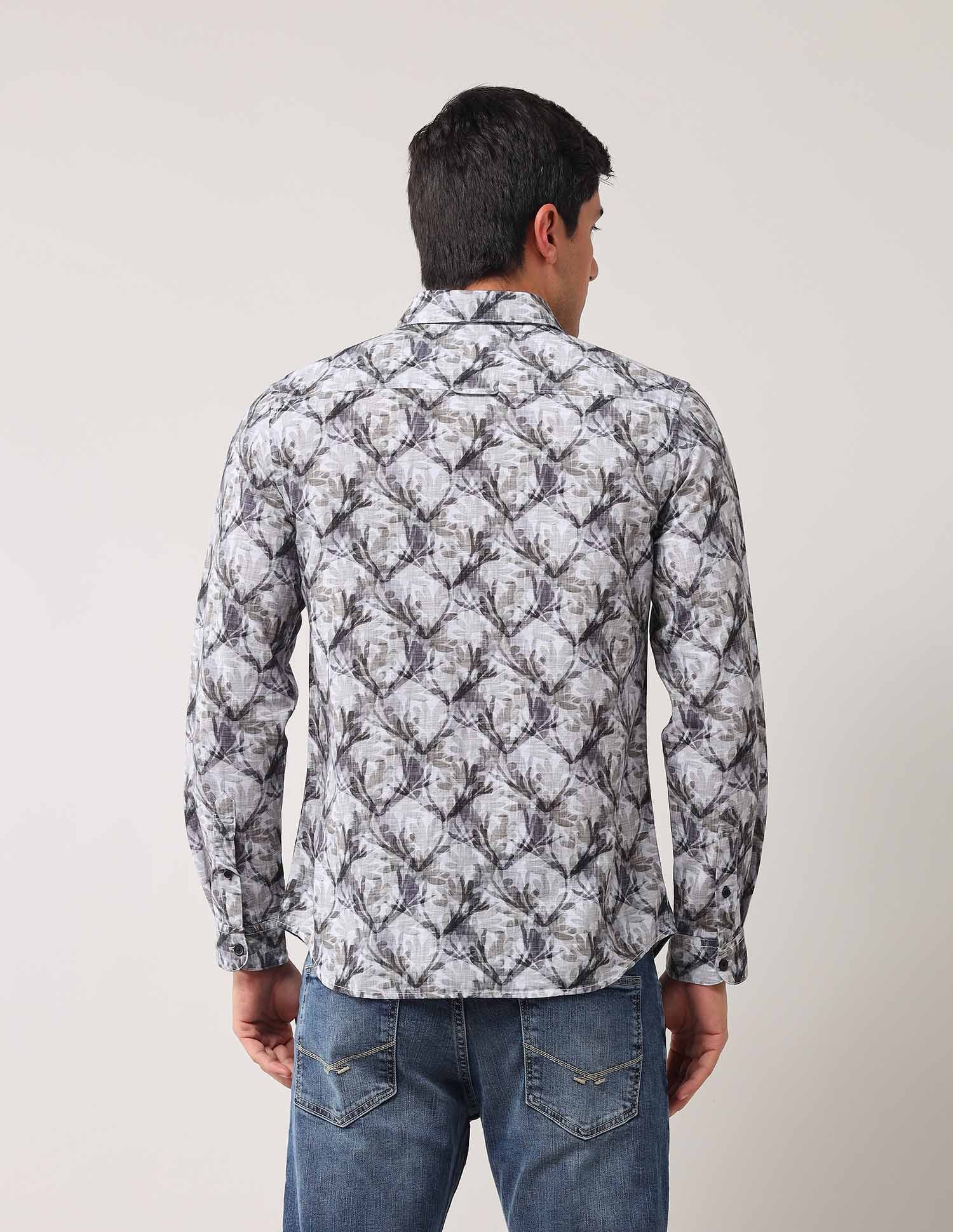 Regular Fit Floral Printed Shirt Light Olive - U.S. POLO ASSN. | Large