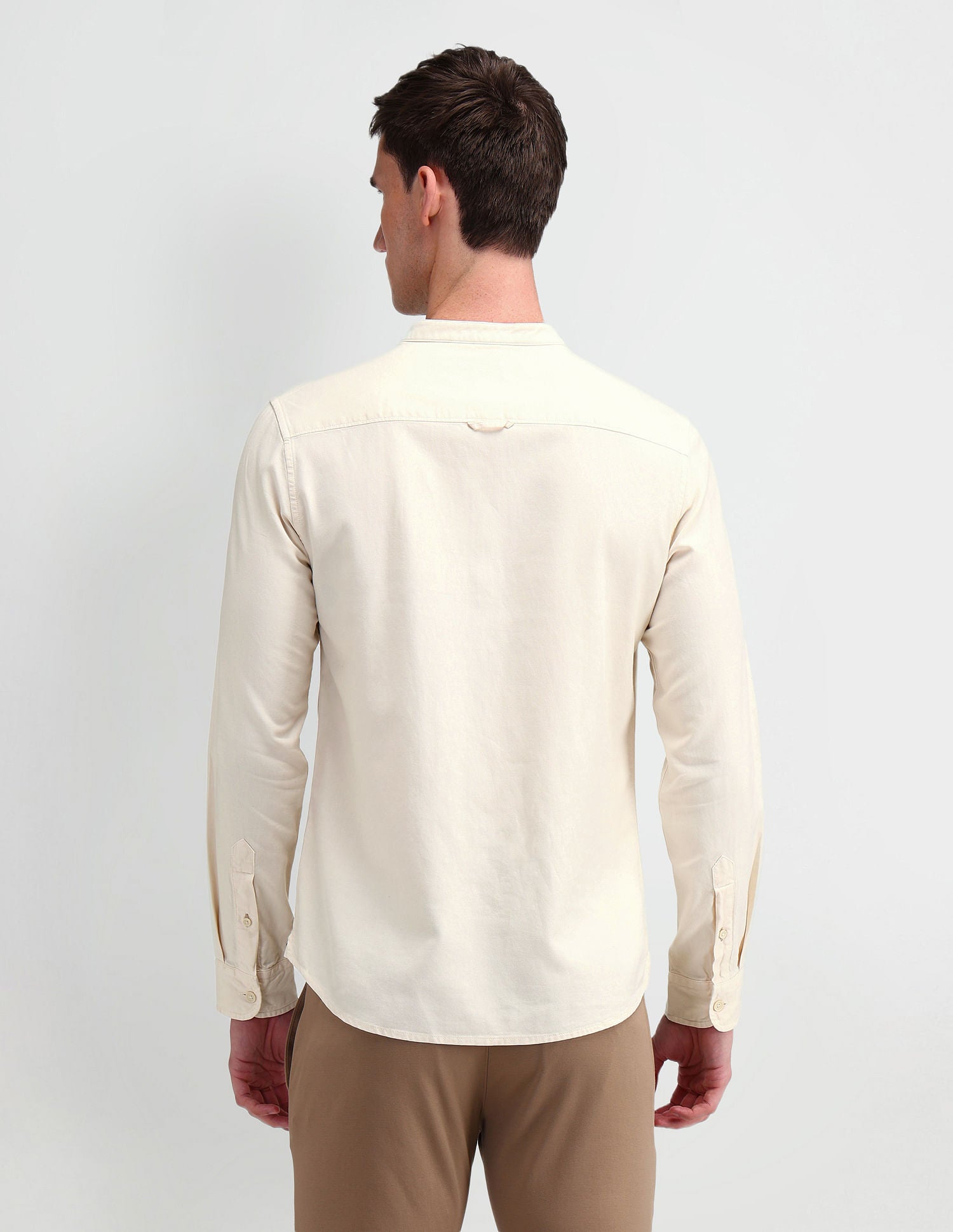 Slim Fit Solid Shirt Off-White - U.S. Polo Assn. India | Large