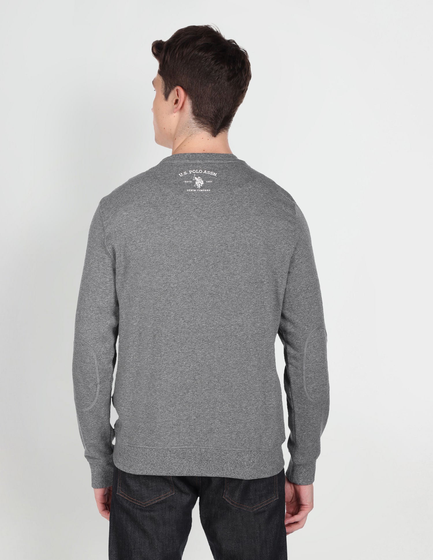Crew Neck Brand Print Sweatshirt Dark Grey - U.S. POLO ASSN. | Large