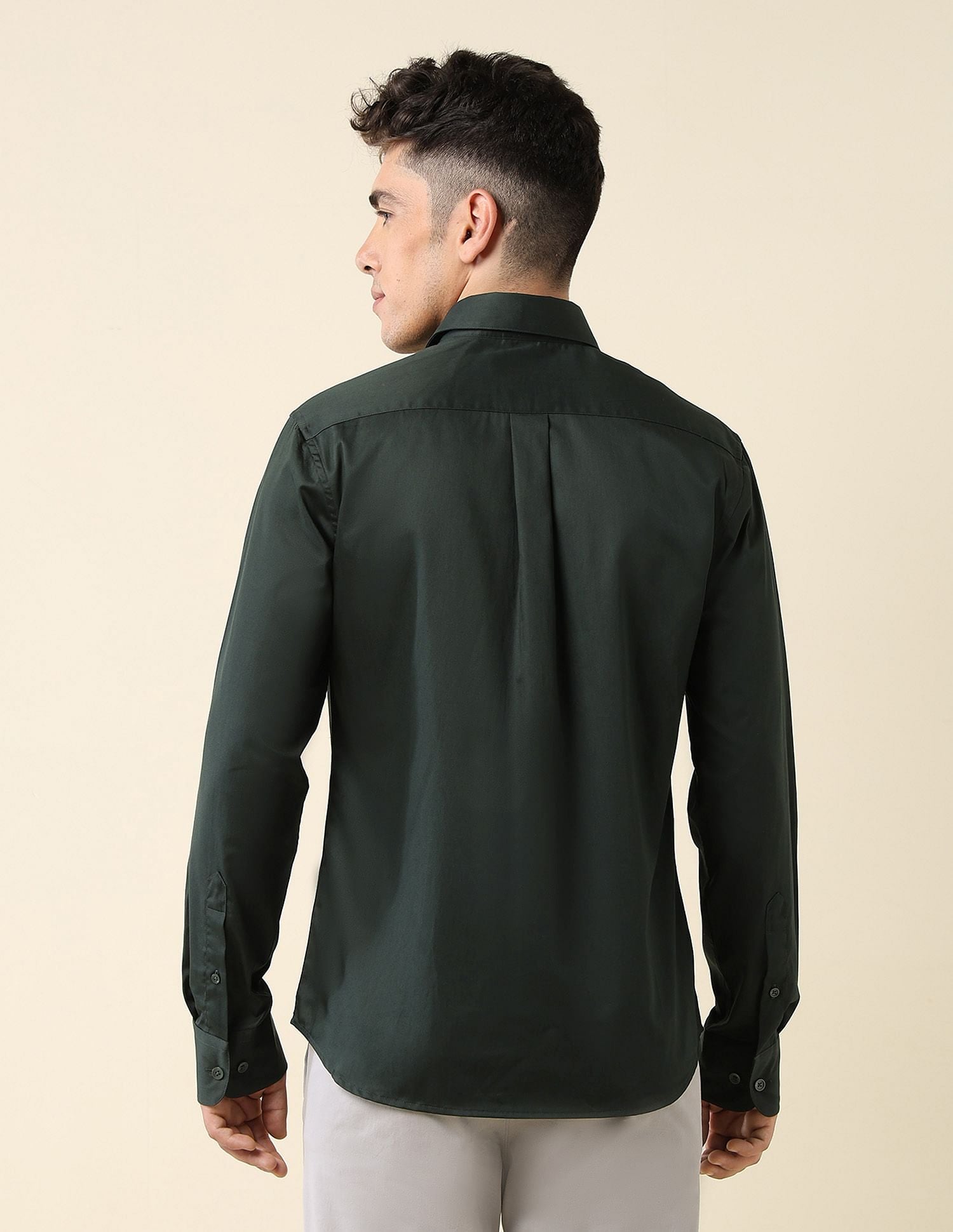 Tailored Fit Satin Shirt Green - U.S. Polo Assn. India | Large