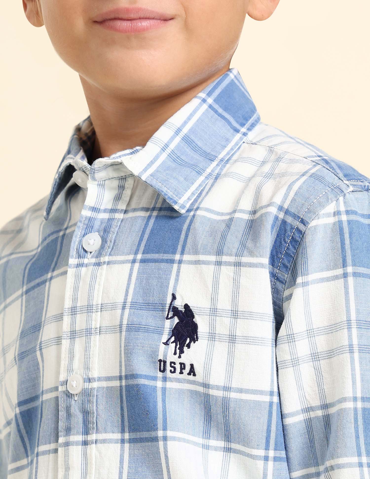 Boys Tartan Checked Regular Fit Shirt Blue - U.S. POLO ASSN. | Large