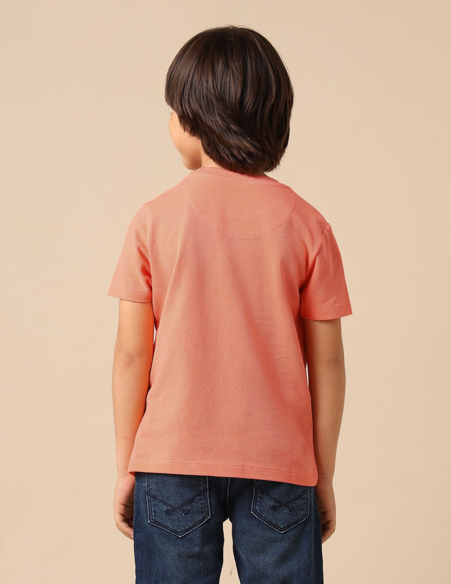 Boys Regular Fit Brand Embossed T Shirt Light Orange - U.S. POLO ASSN. | Large