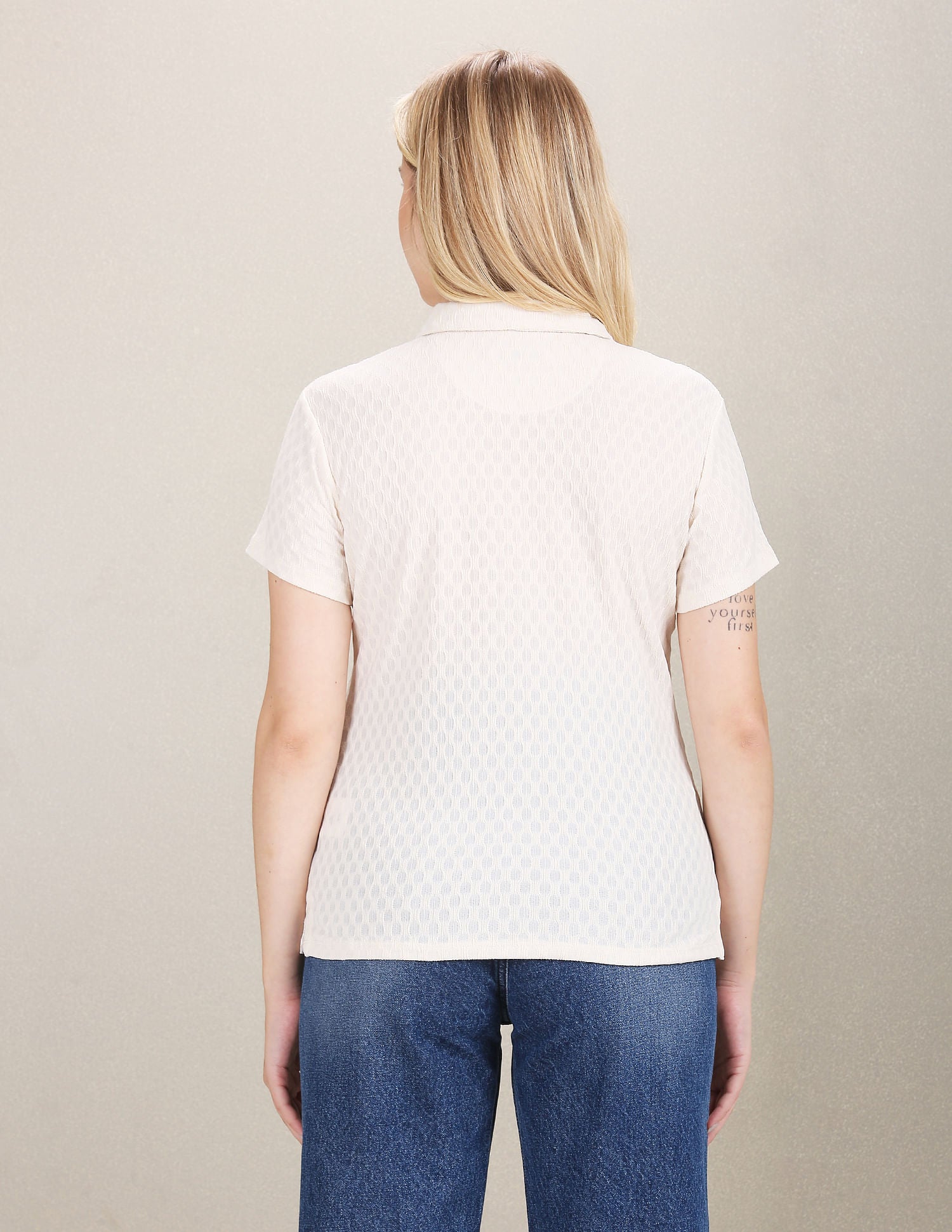 Textured Polo Shirt Off White - U.S. POLO ASSN. | Large