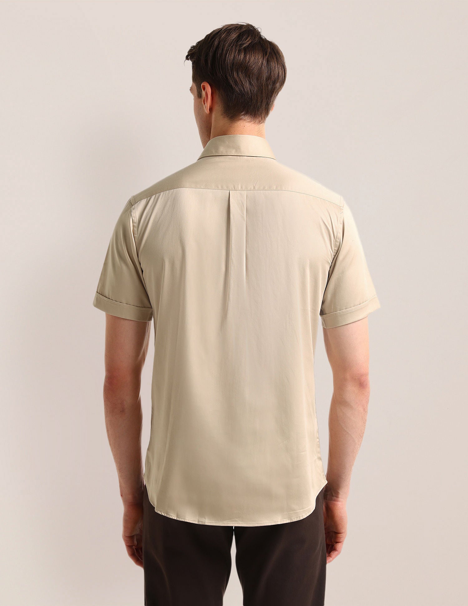 Tailored Fit Solid Shirt Beige - U.S. POLO ASSN. | Large