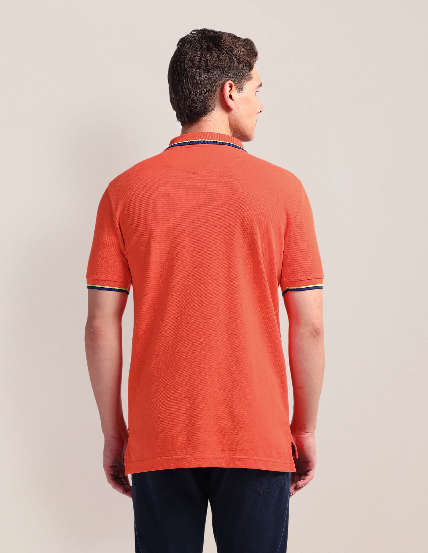 Tipped Collar Slim Polo Shirt Orange - U.S. Polo Assn. India | Large