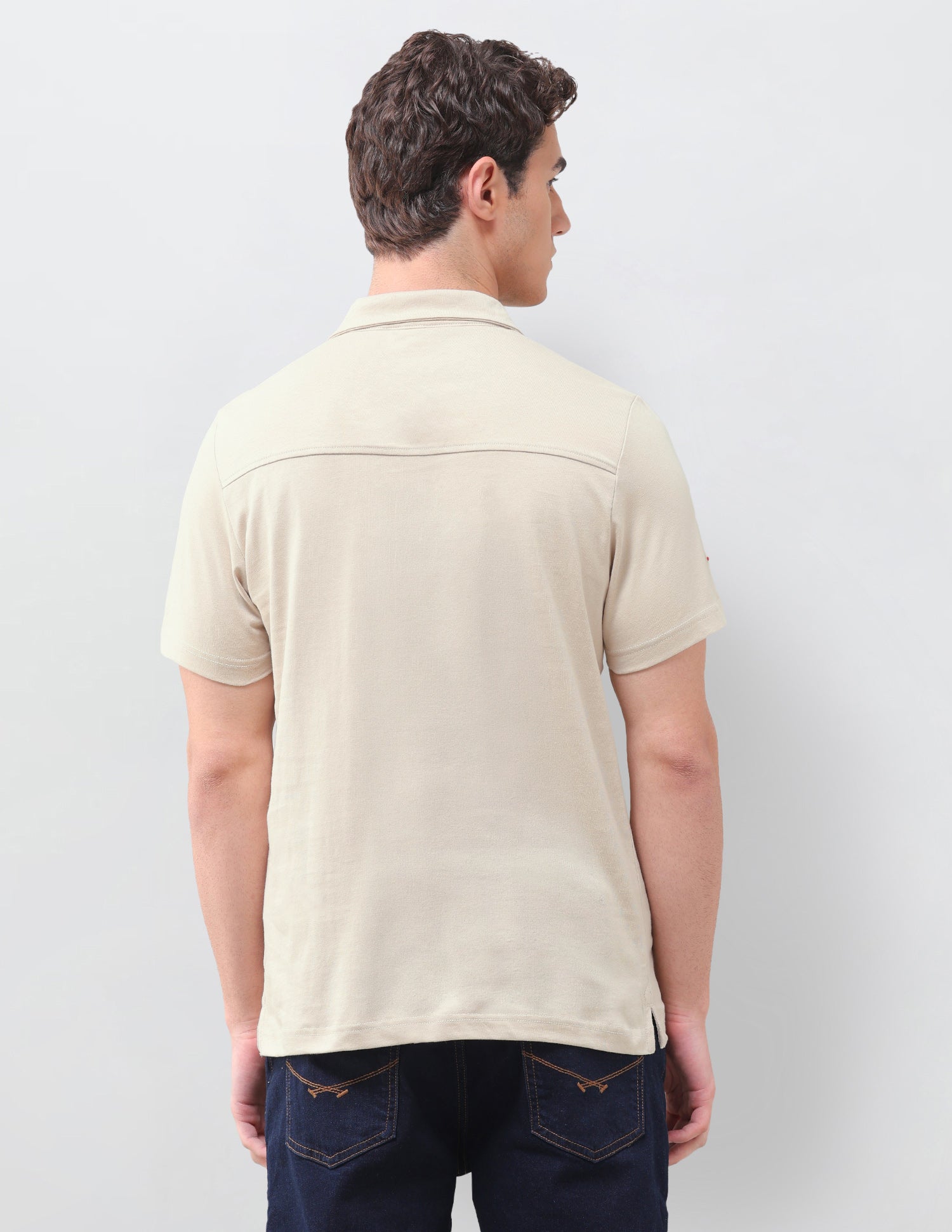 Solid Slim Fit Polo Shirt Beige - U.S. Polo Assn. India | Large