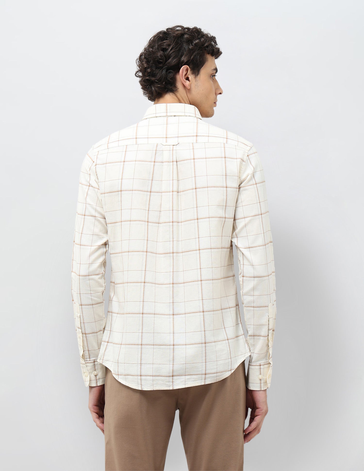 Windowpane Checked Tailored Fit Shirt Ivory - U.S. POLO ASSN. | Large