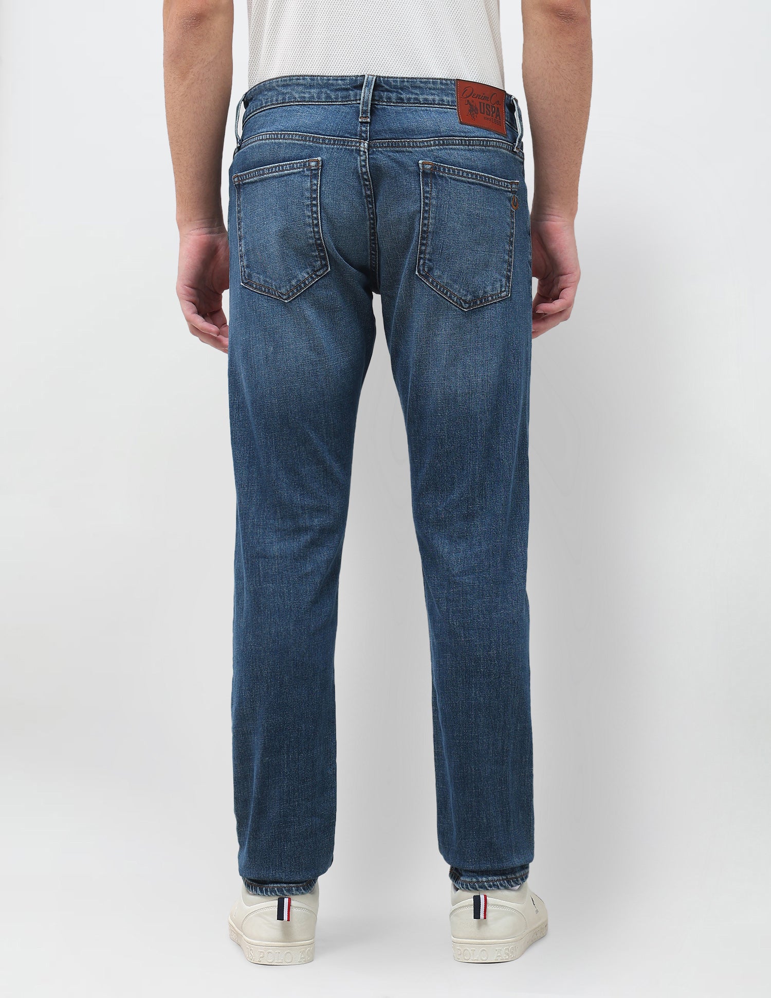 Brandon Slim Tapered Fit Blue Jeans Mid Blue - U.S. Polo Assn. India | Large
