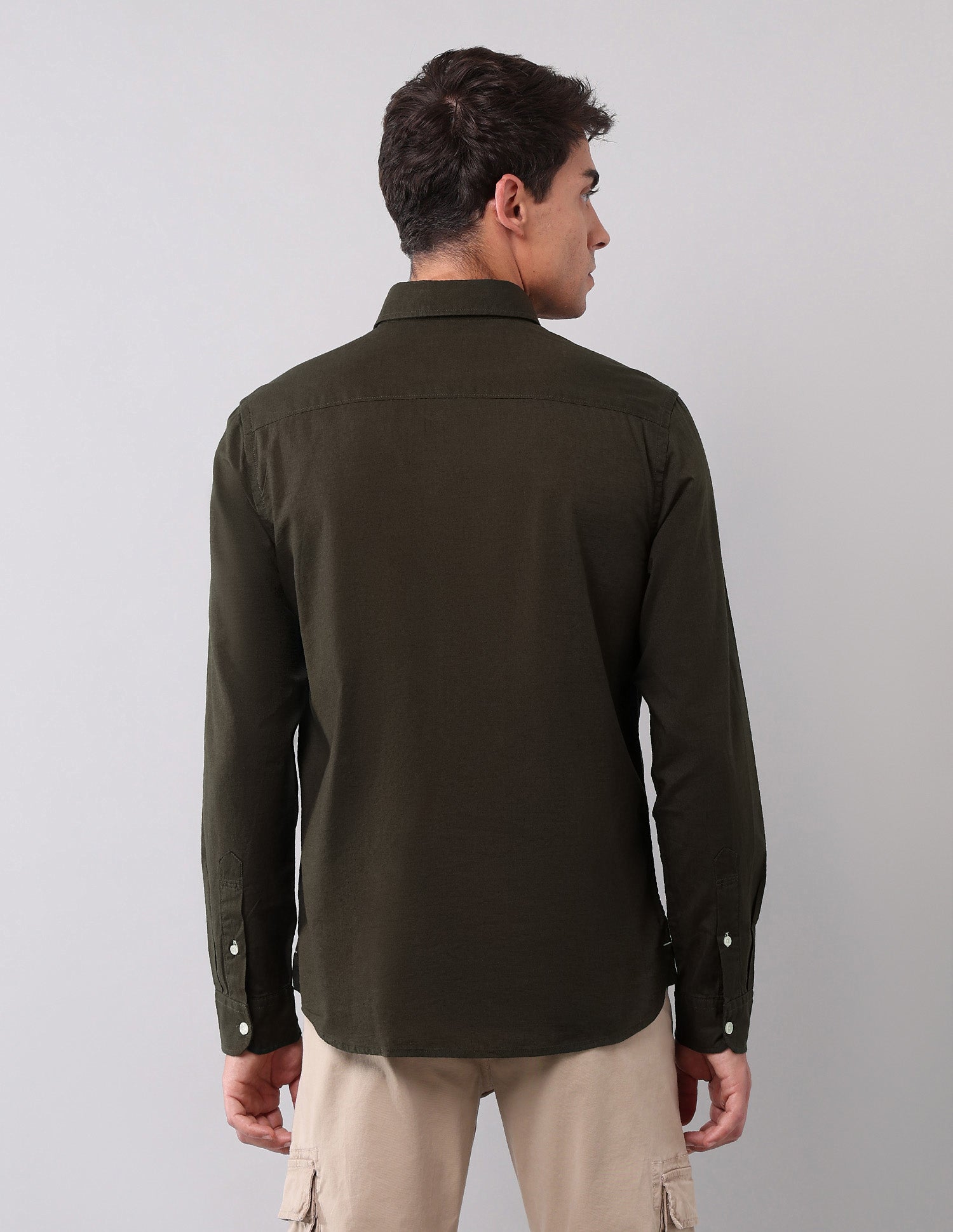 Solid Pure Cotton Shirt Brown - U.S. Polo Assn. India | Large
