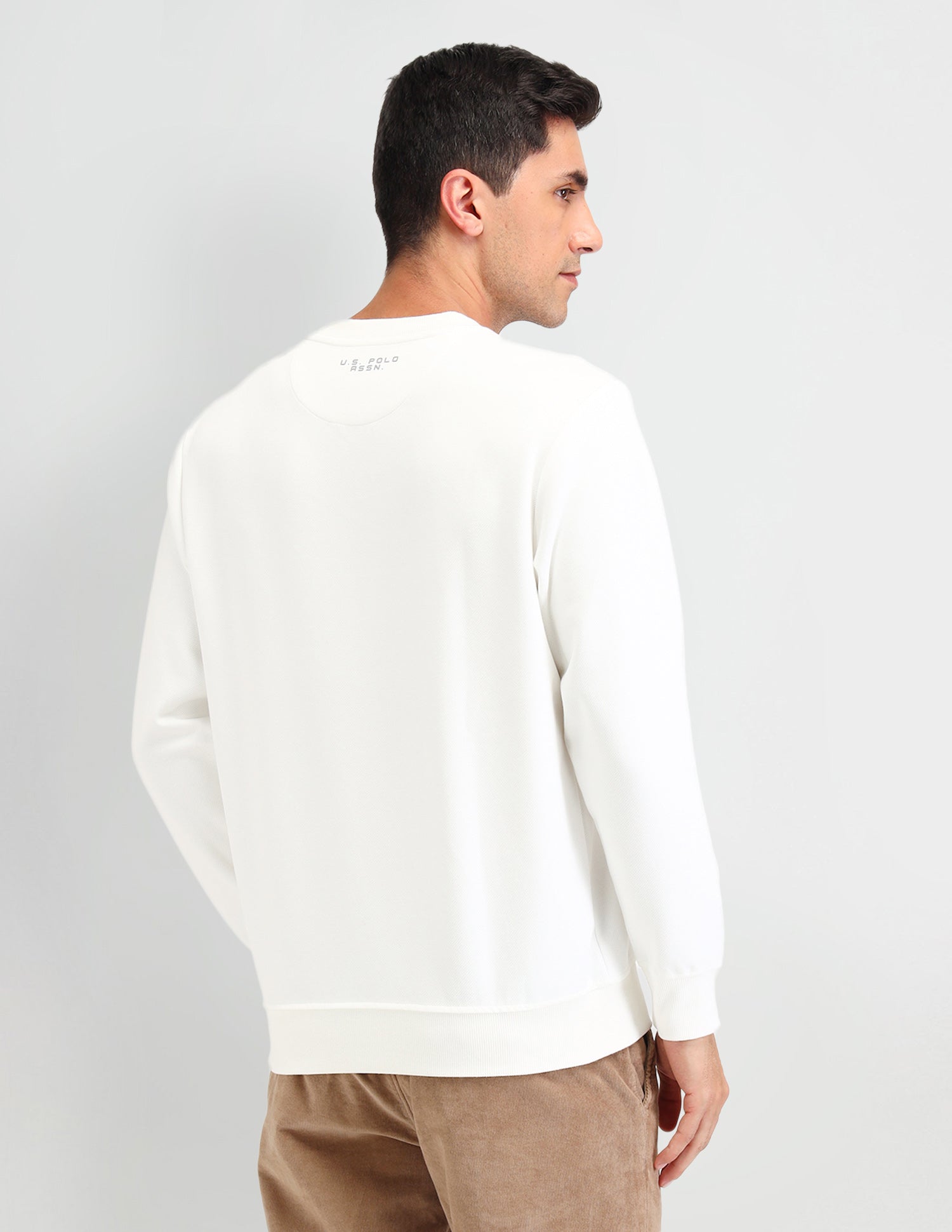 Brand Printed Regular Fit Sweatshirt Ivory - U.S. Polo Assn. India | Large