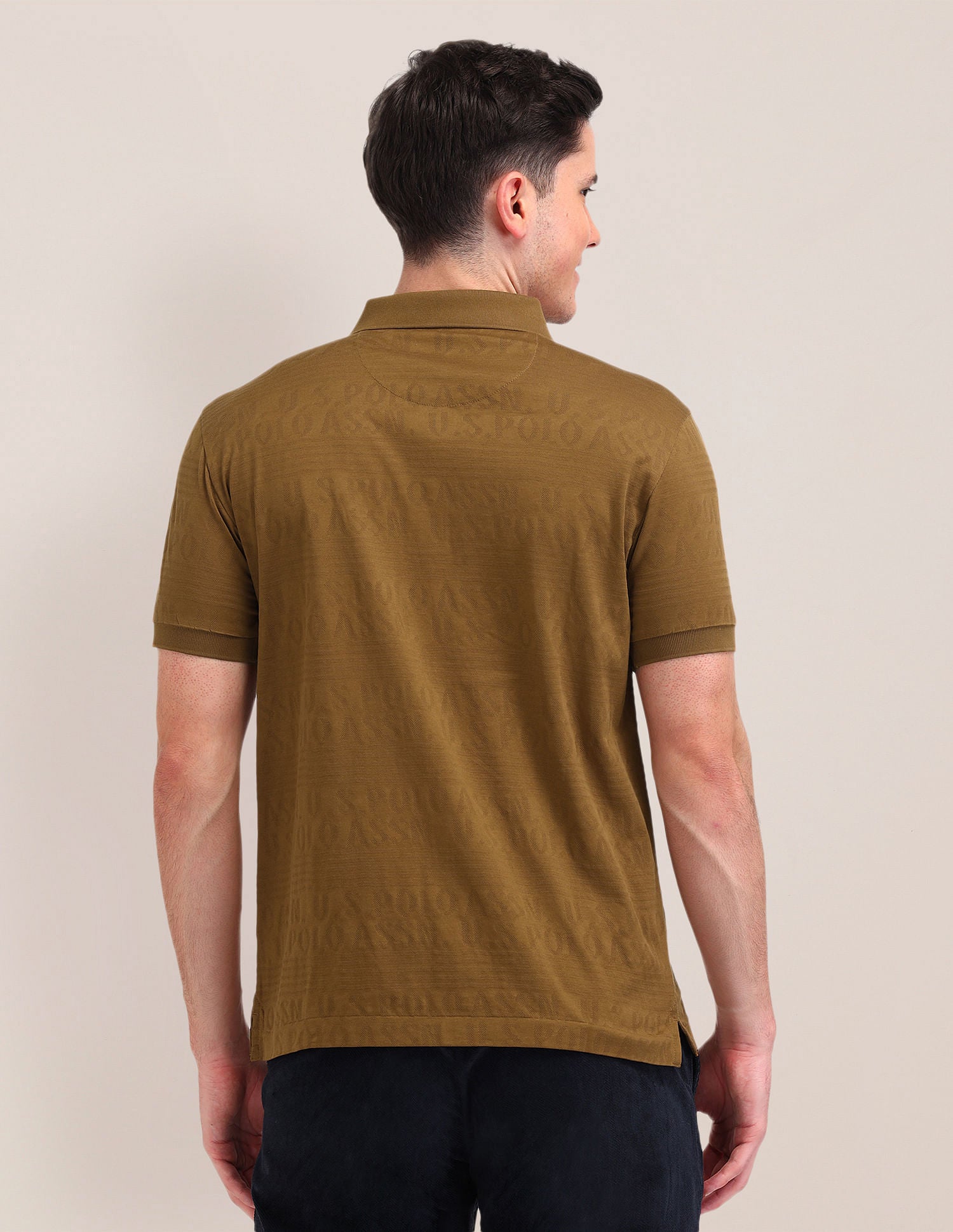 Slim Fit Brand Printed Polo Shirt Brown - U.S. Polo Assn. India | Large