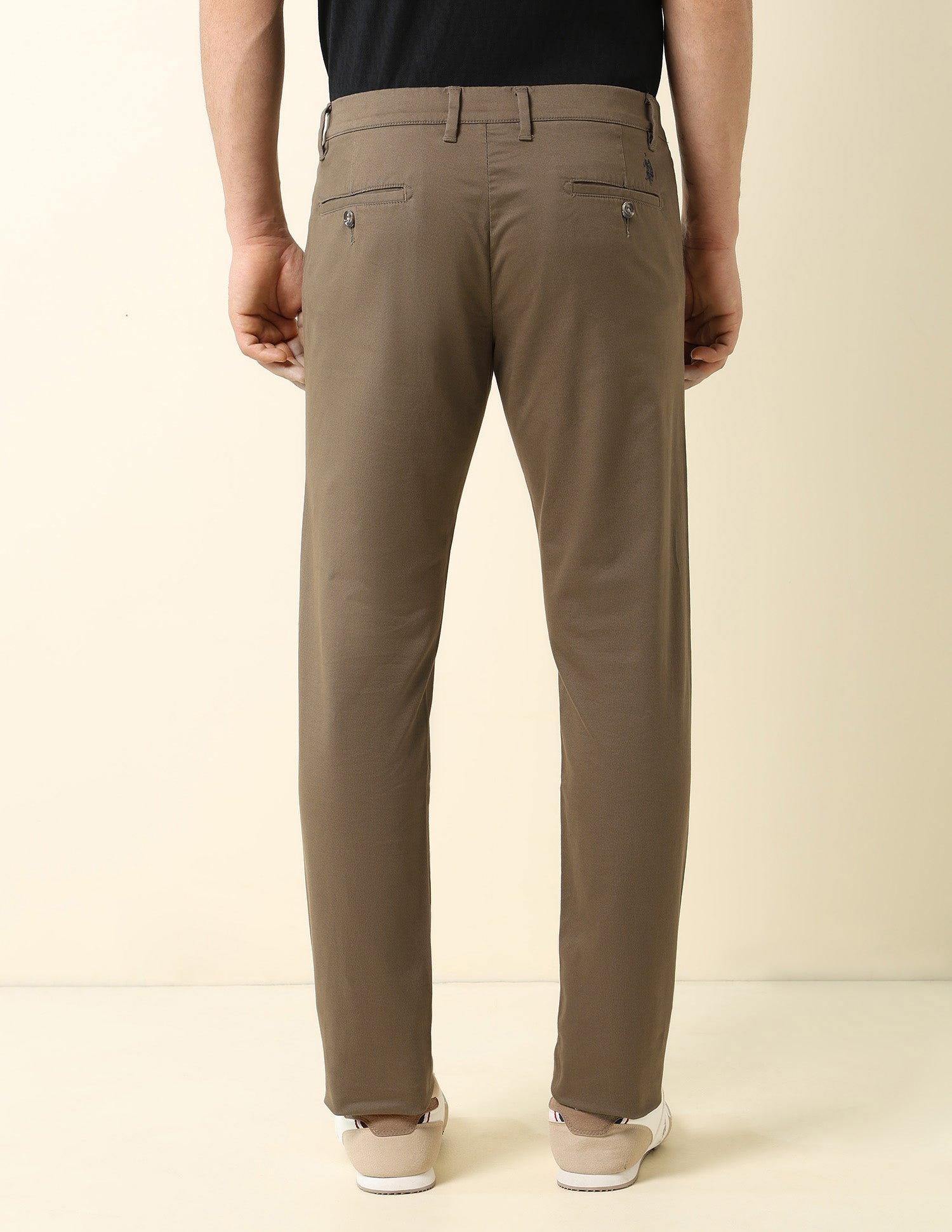 Denver Slim Fit Satin Print Trousers Brown - U.S. Polo Assn. India | Large