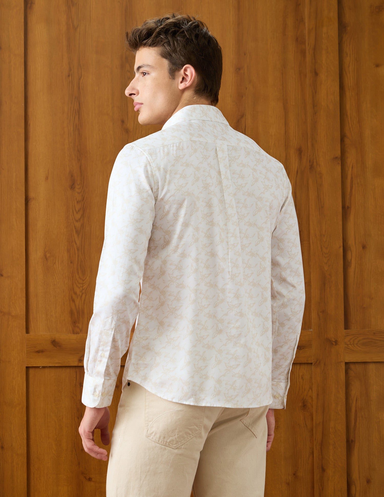 Floral Printed Satin Shirt Beige - U.S. Polo Assn. India | Large