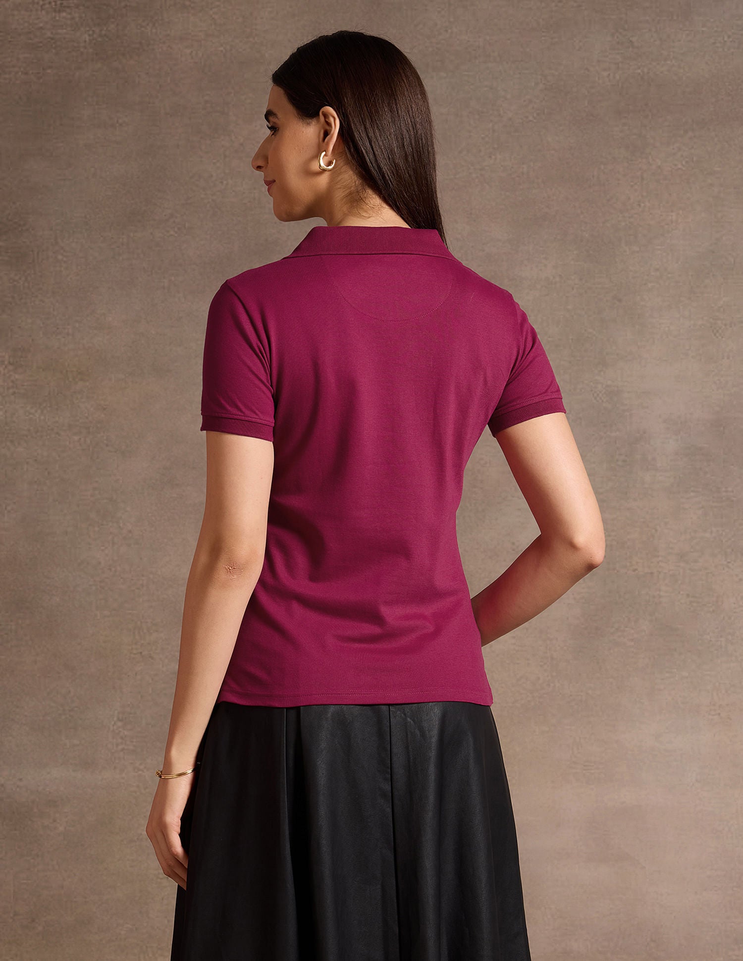 Lurex Branding V Neck Polo Shirt Wine - U.S. POLO ASSN. | Large