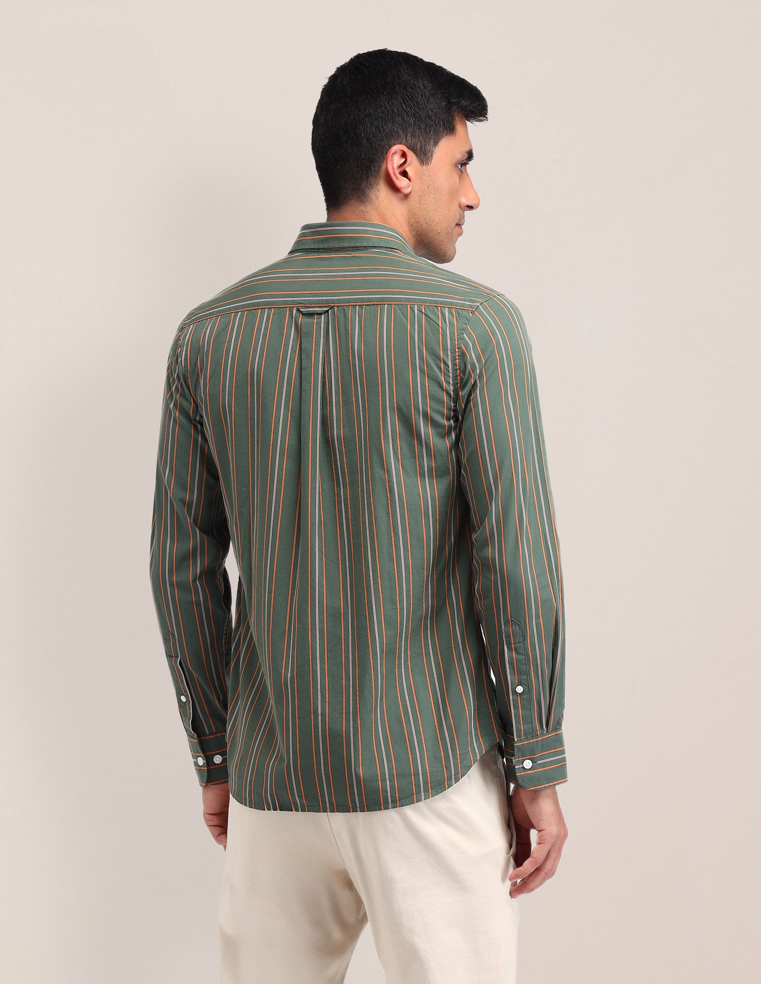 Vertical Striped Tailored Fit Shirt Green - U.S. Polo Assn. India | Large