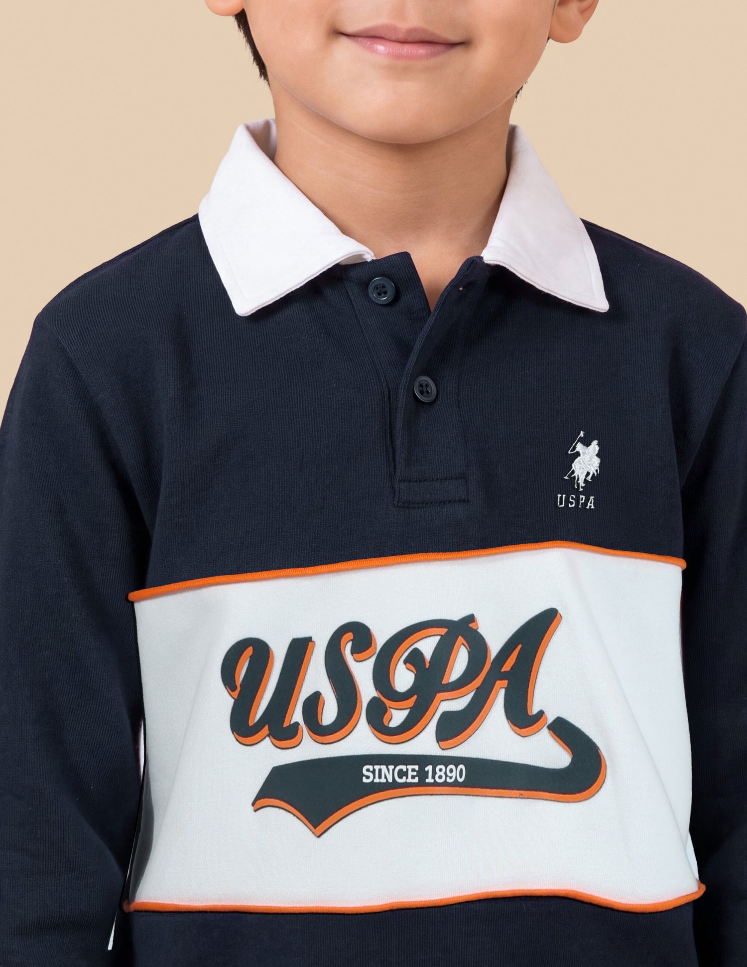 Brand Printed Regular Fit Sweatshirt Navy - U.S. Polo Assn. India | Large