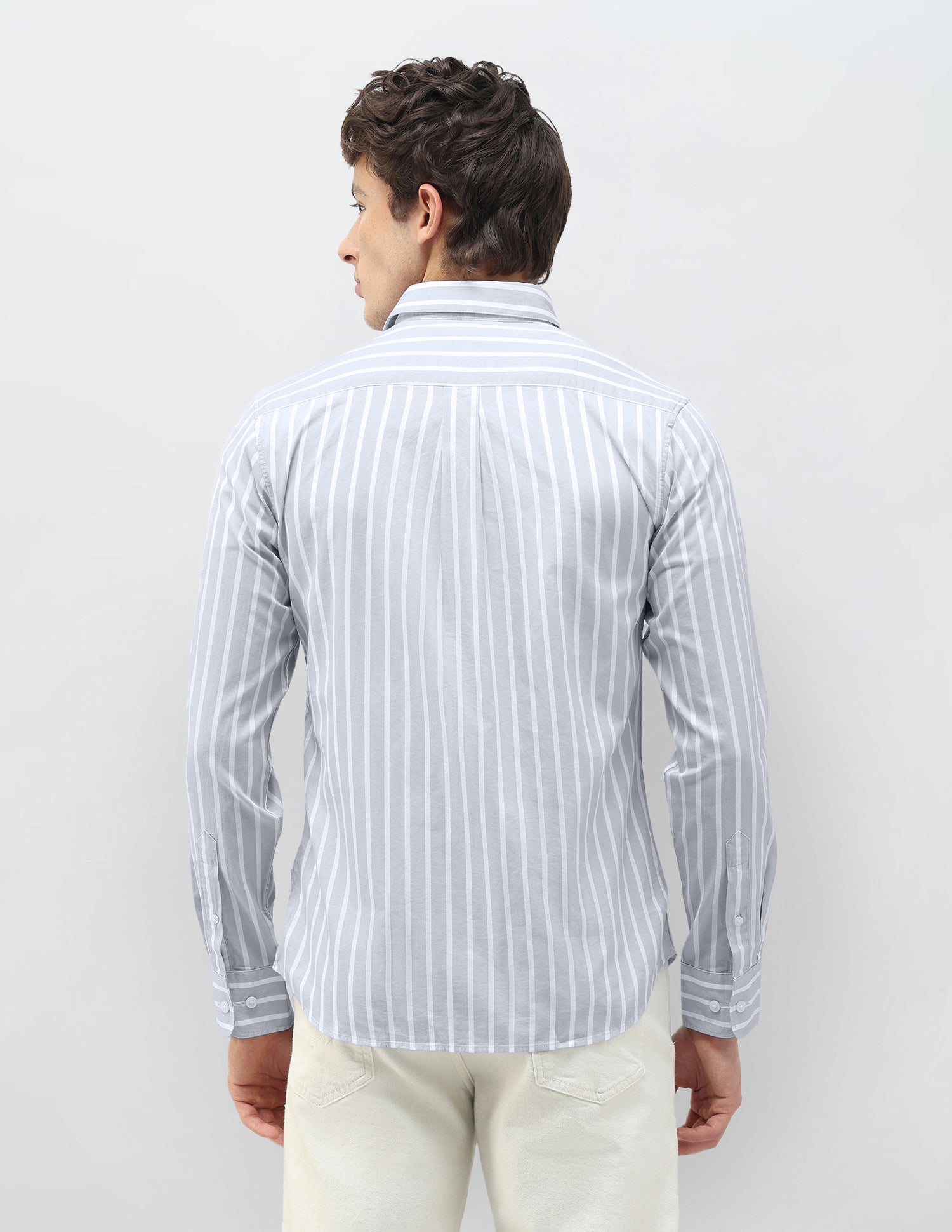 Casa De Campo Vertical Striped Shirt Light Grey - U.S. Polo Assn. India | Large