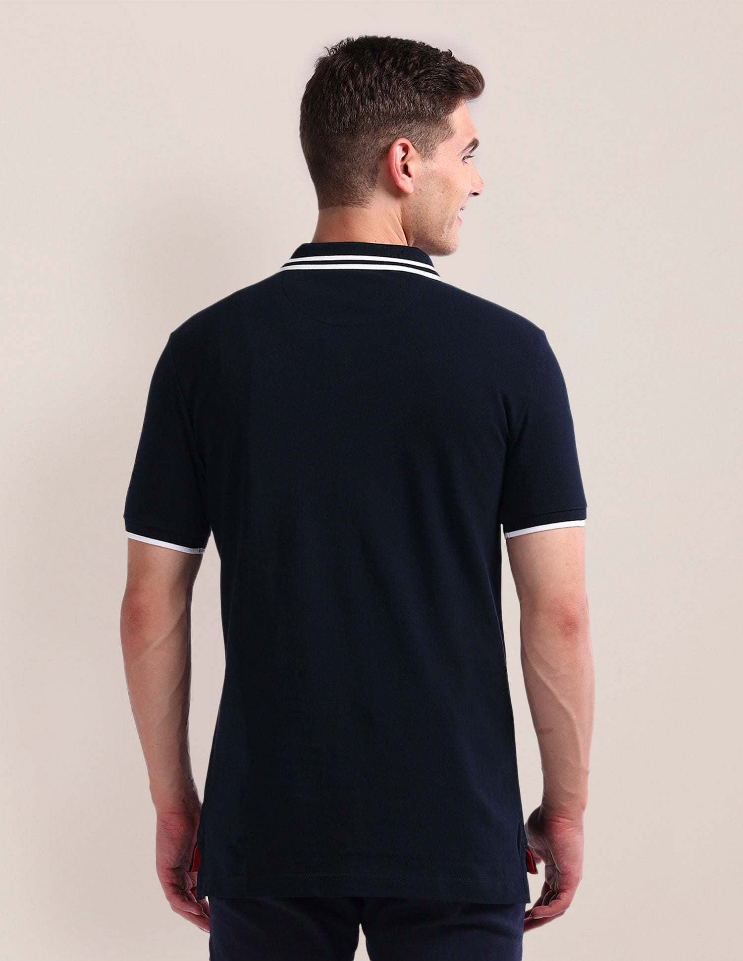 Solid Slim Fit Polo Shirt Navy - U.S. Polo Assn. India | Large