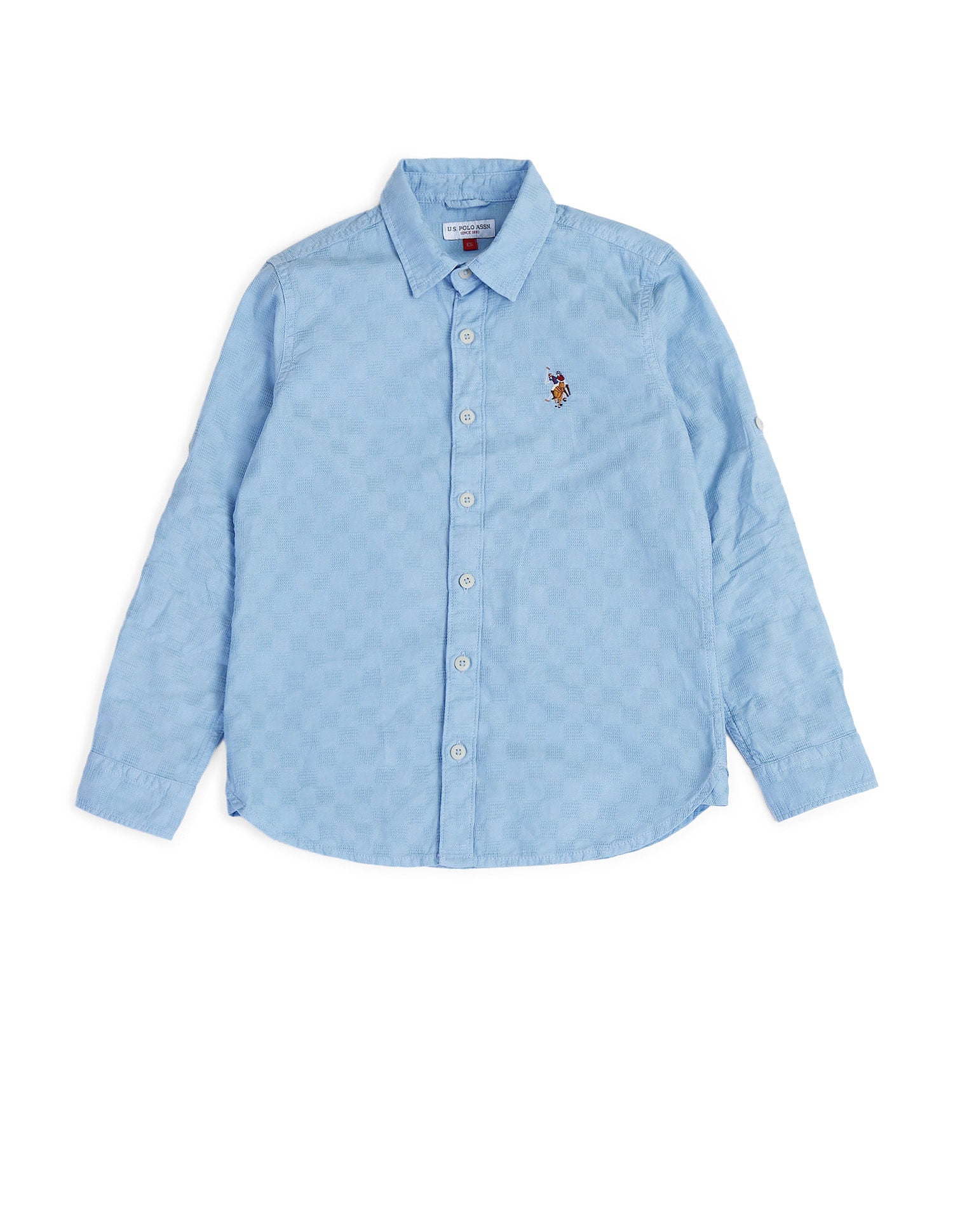 Boys Regular Fit Twill Shirt Light Blue - U.S. Polo Assn. India | Large