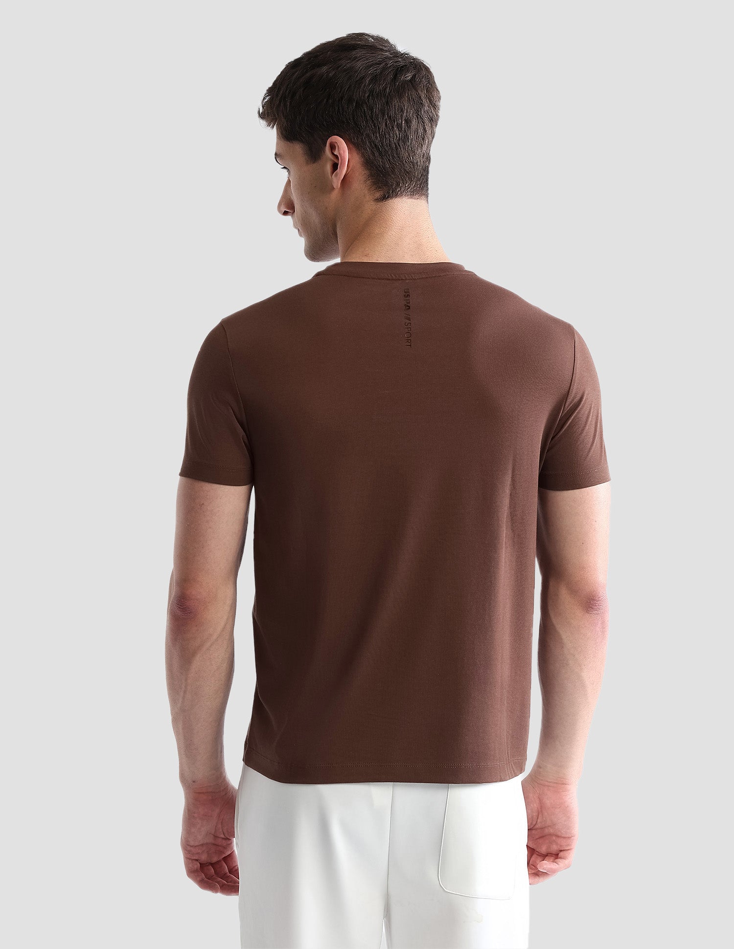 Solid Regular Fit Active T-Shirt Brown - U.S. POLO ASSN. | Large
