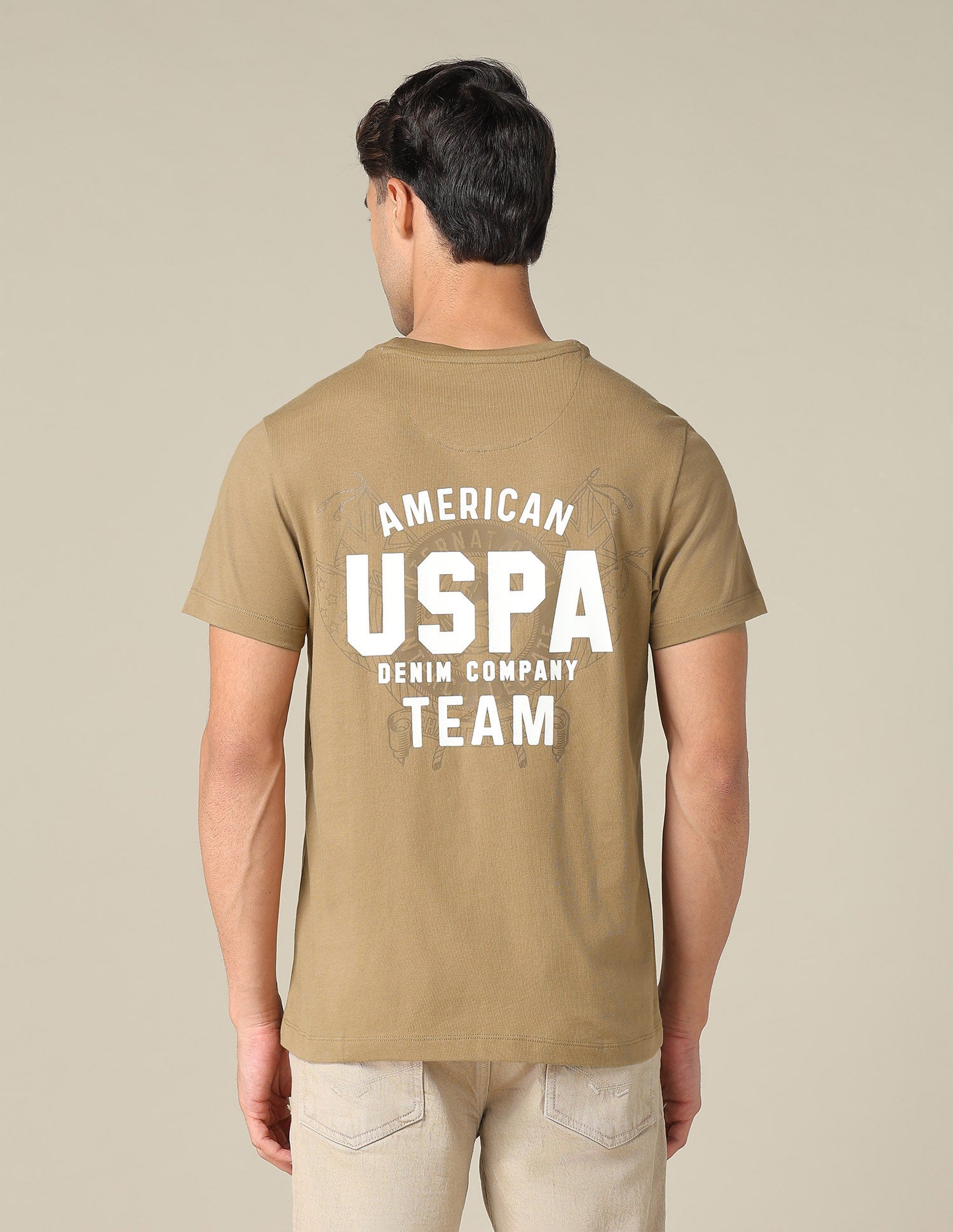 Graphic Printed Muscle Fit T-Shirt Khaki - U.S. POLO ASSN. | Large