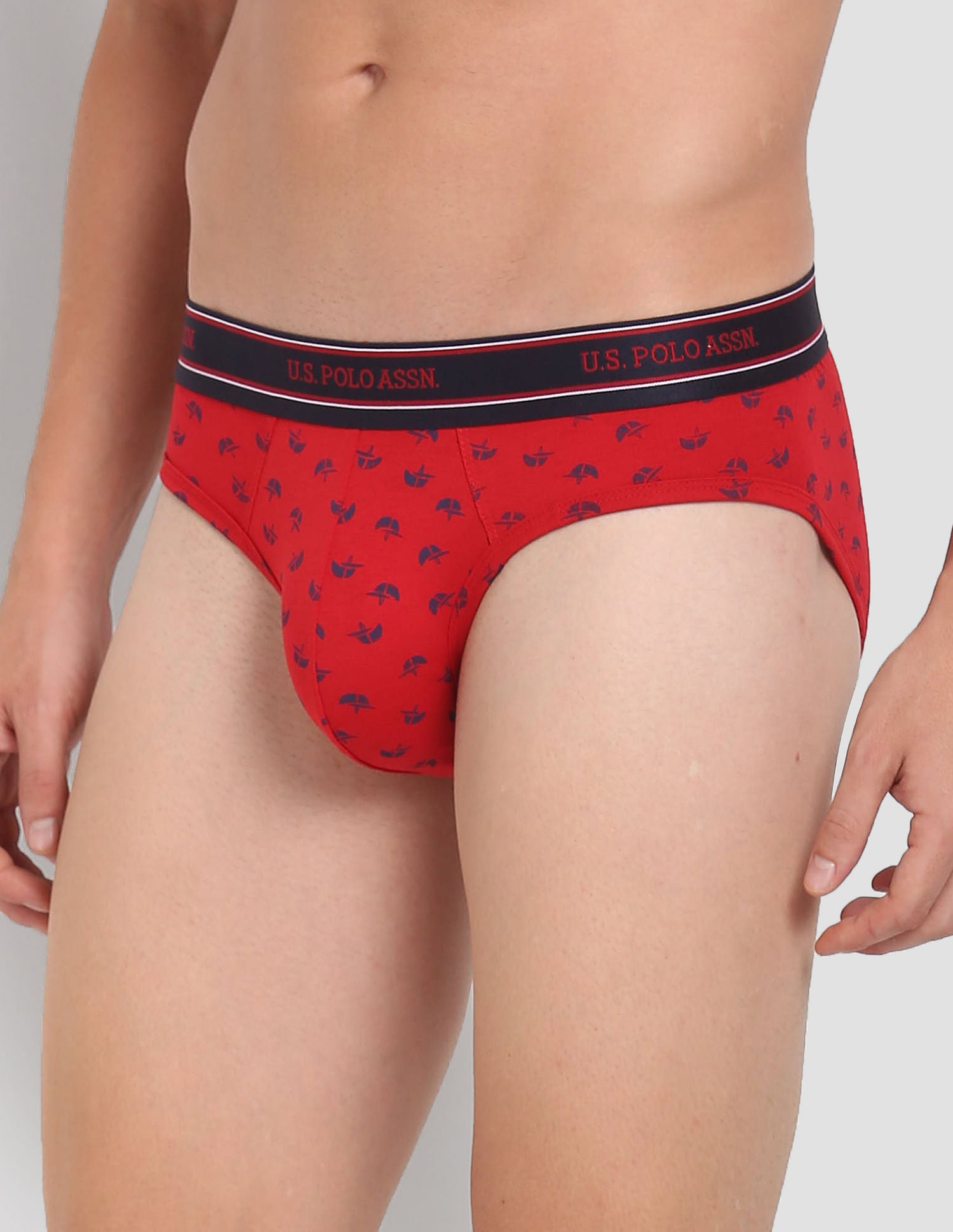 Printed Cotton Stretch Jersey I615 Briefs - Pack Of 1 Red - U.S. POLO ASSN. | Large