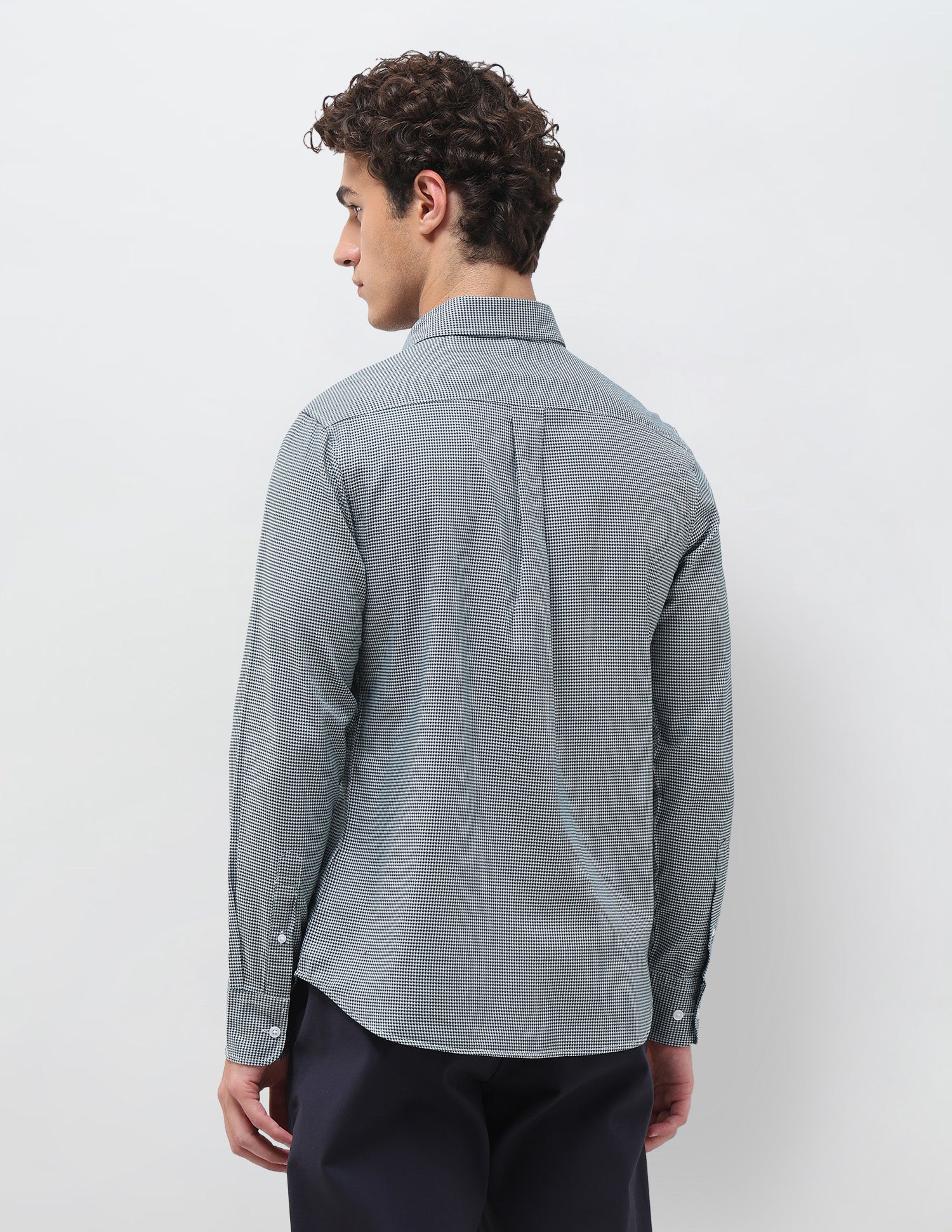 Self Design Houndstooth Twill Shirt Green - U.S. Polo Assn. India | Large