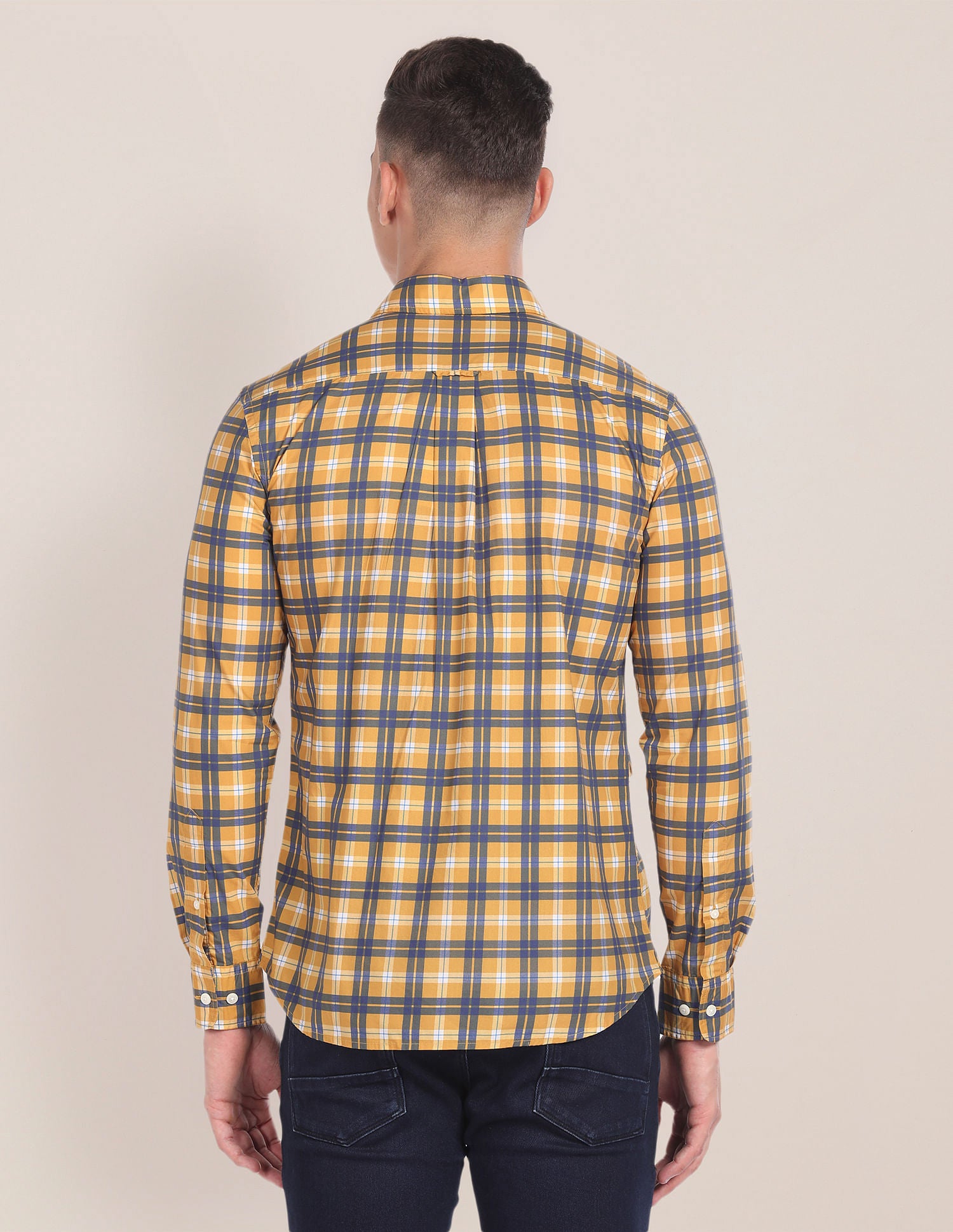 Tartan Check Tailored Regular Fit Shirt Mustard - U.S. Polo Assn. India | Large