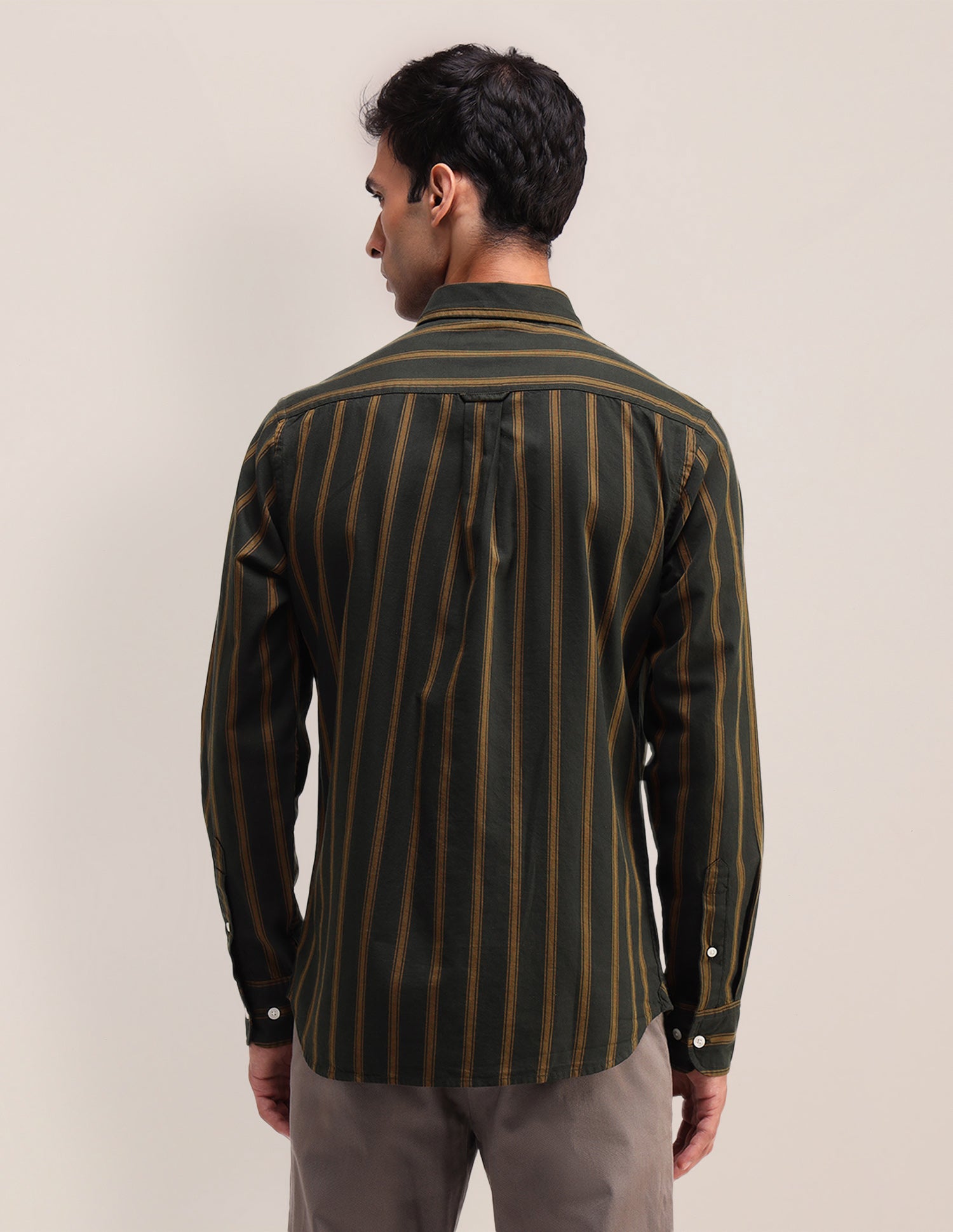 Vertical Striped Twill Shirt Ochre - U.S. Polo Assn. India | Large