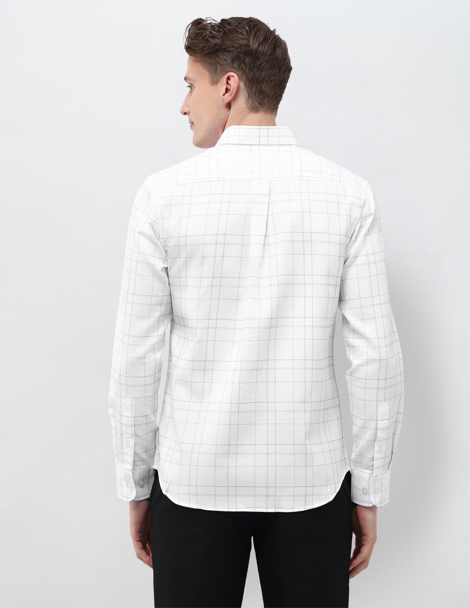 Self Design Windowpane Checked Tailored Fit Shirt White - U.S. Polo Assn. India | Large