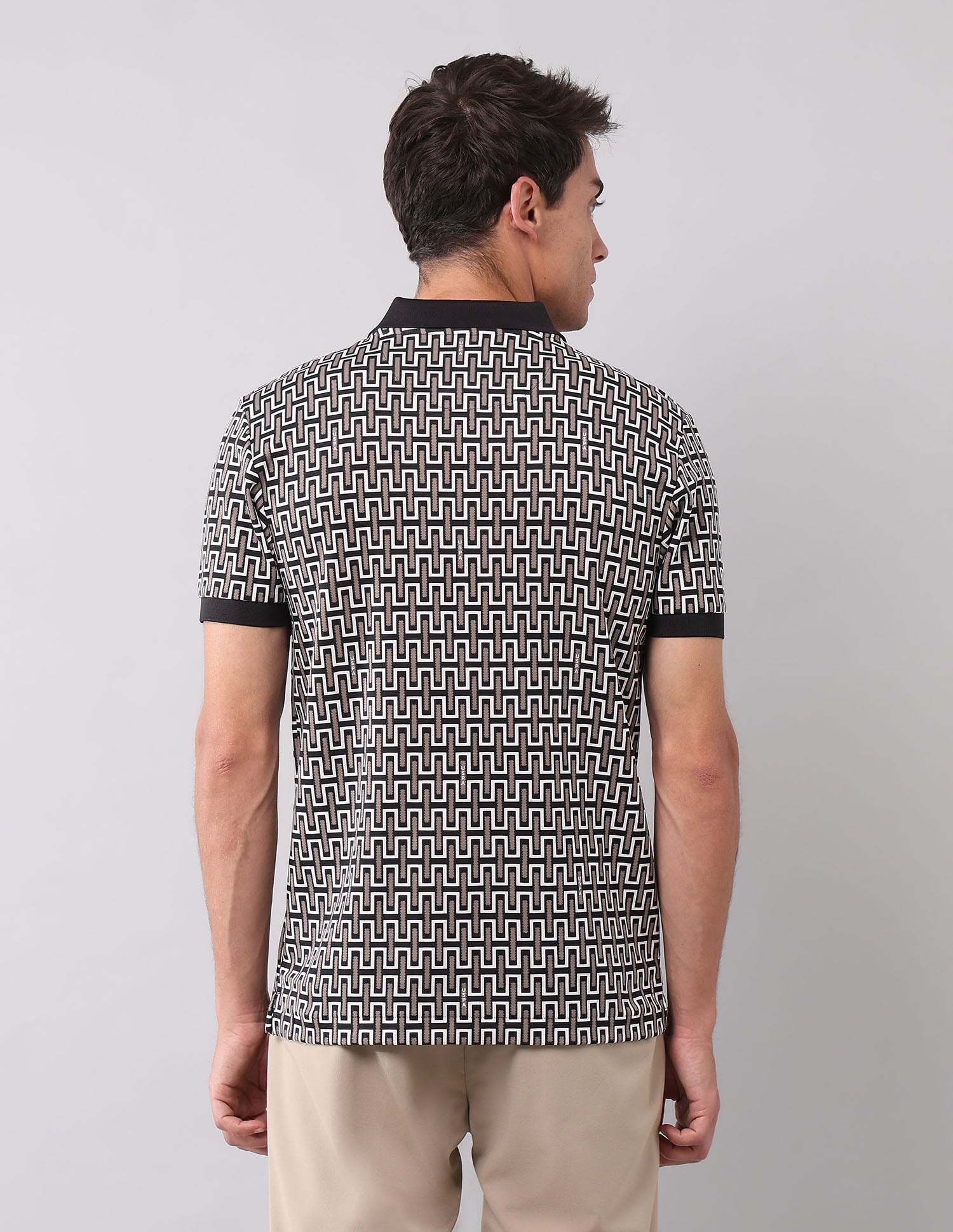 Geometric Printed Muscle Fit Polo Shirt Black - U.S. Polo Assn. India | Large