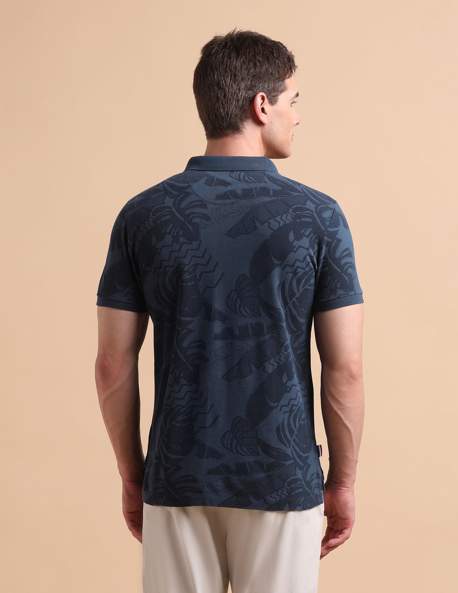 Tropical Printed Pure Cotton Polo Shirt Navy - U.S. POLO ASSN. | Large