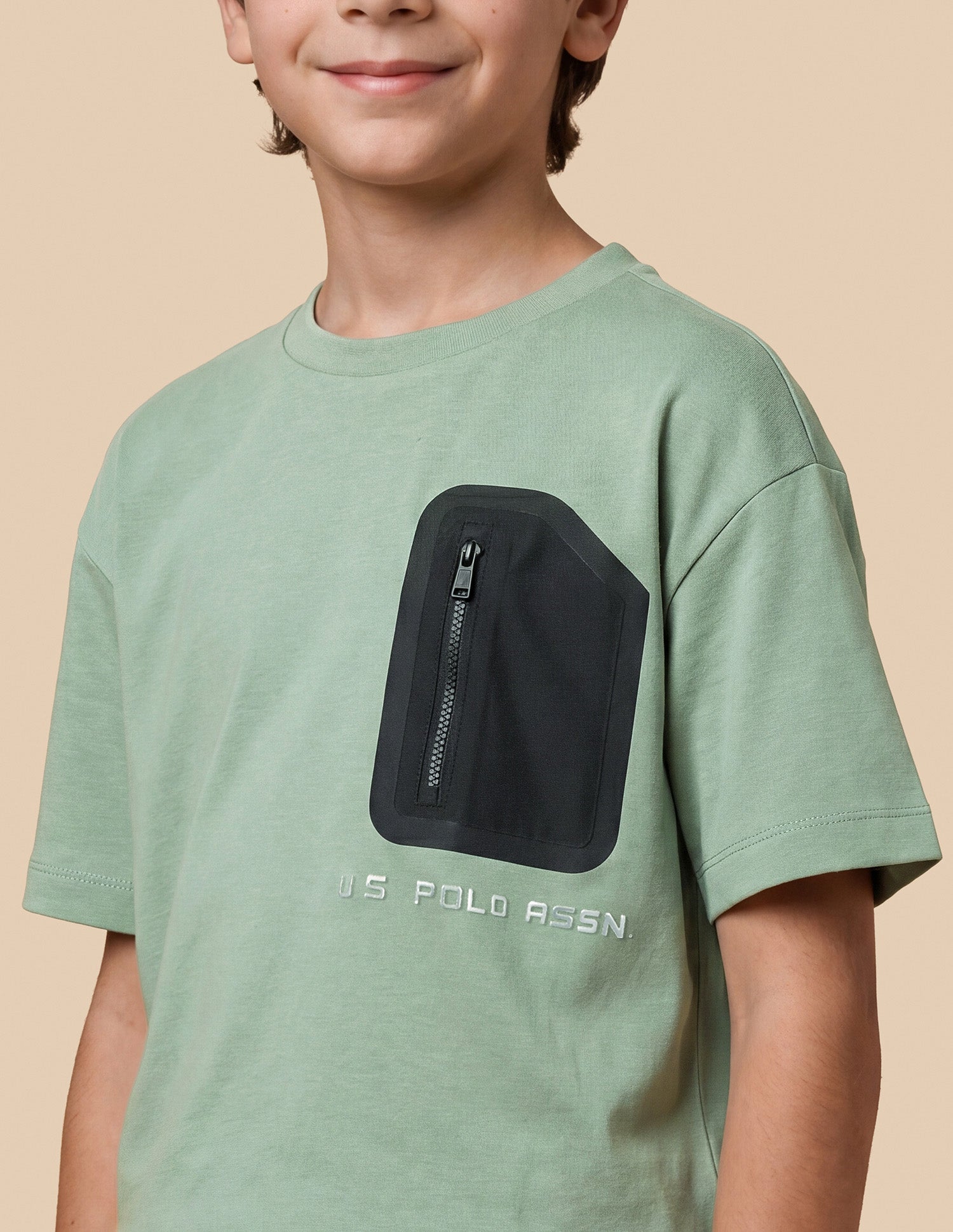 Solid Oversized Fit T-Shirt Light Olive - U.S. Polo Assn. India | Large