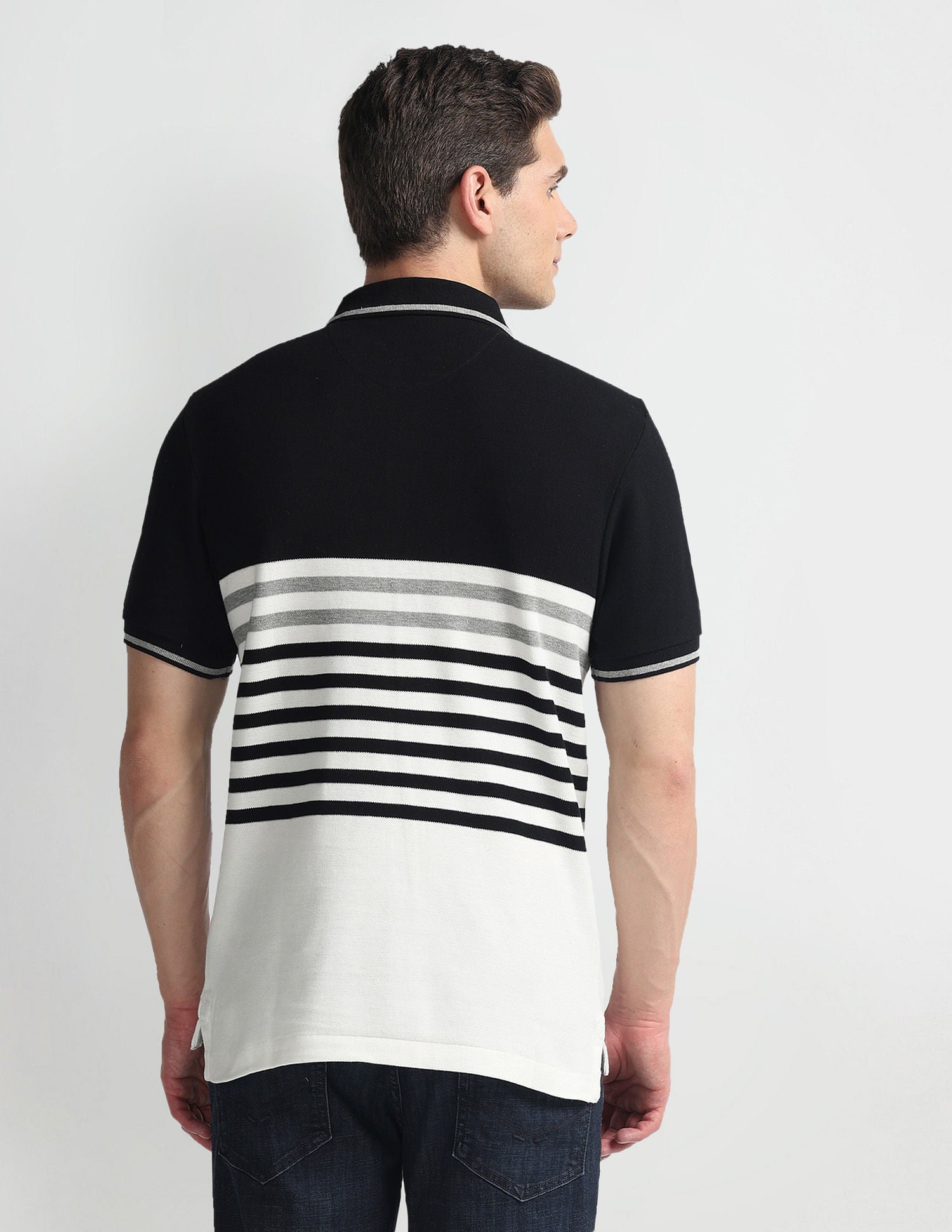 Horizontal Stripe Pique Polo Shirt Black - U.S. POLO ASSN. | Large