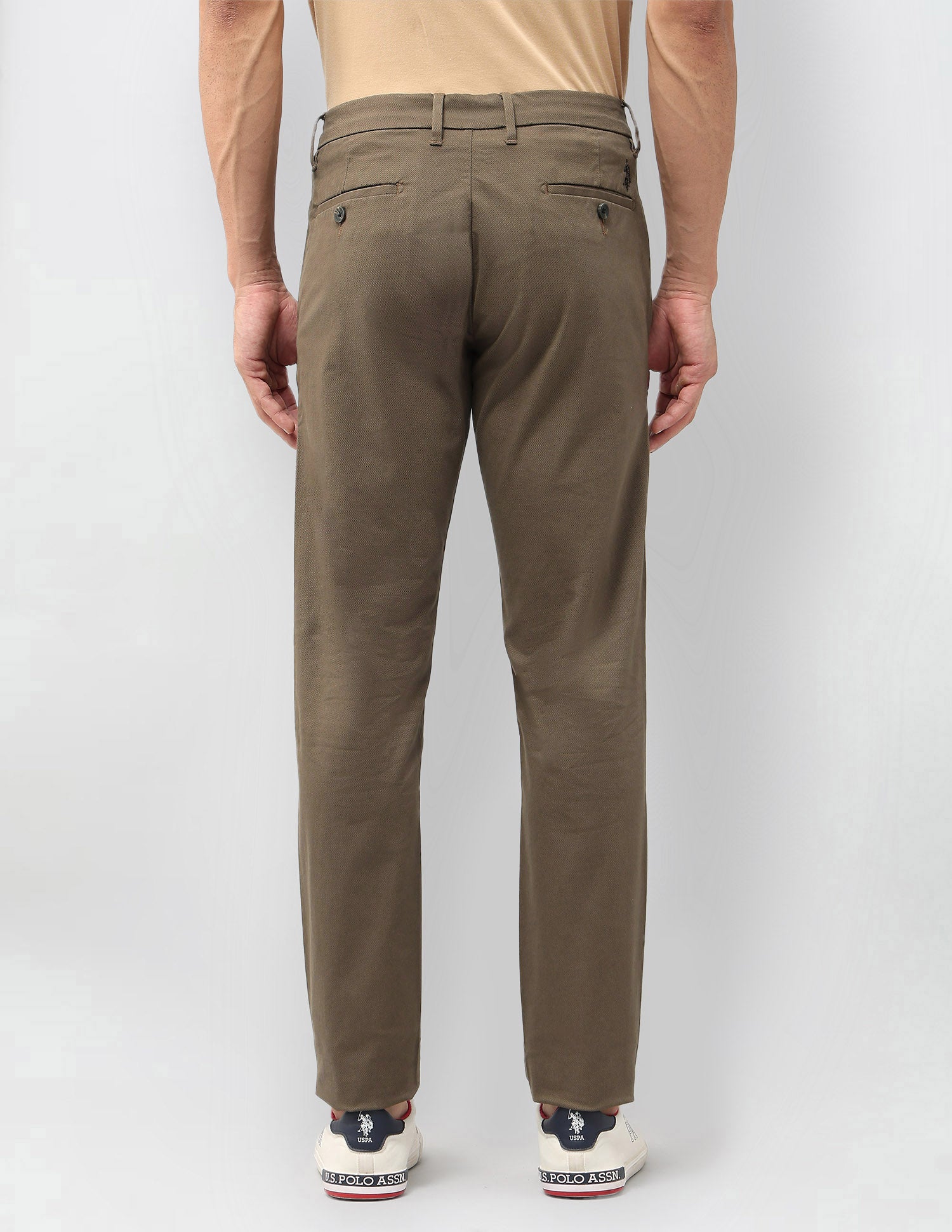 Austin Slim Fit Satin Trousers Brown - U.S. POLO ASSN. | Large