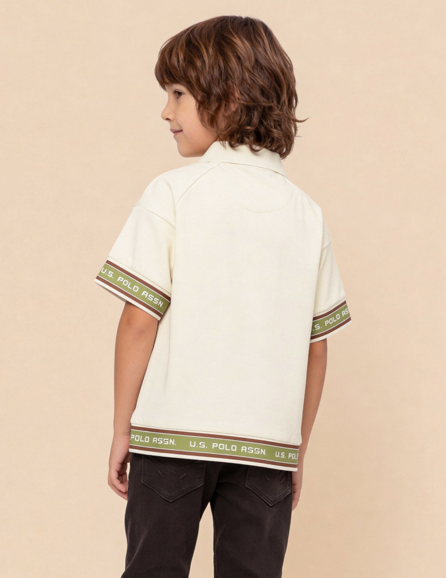 Graphic Printed Oversized Fit Polo Shirt Off White - U.S. Polo Assn. India | Large