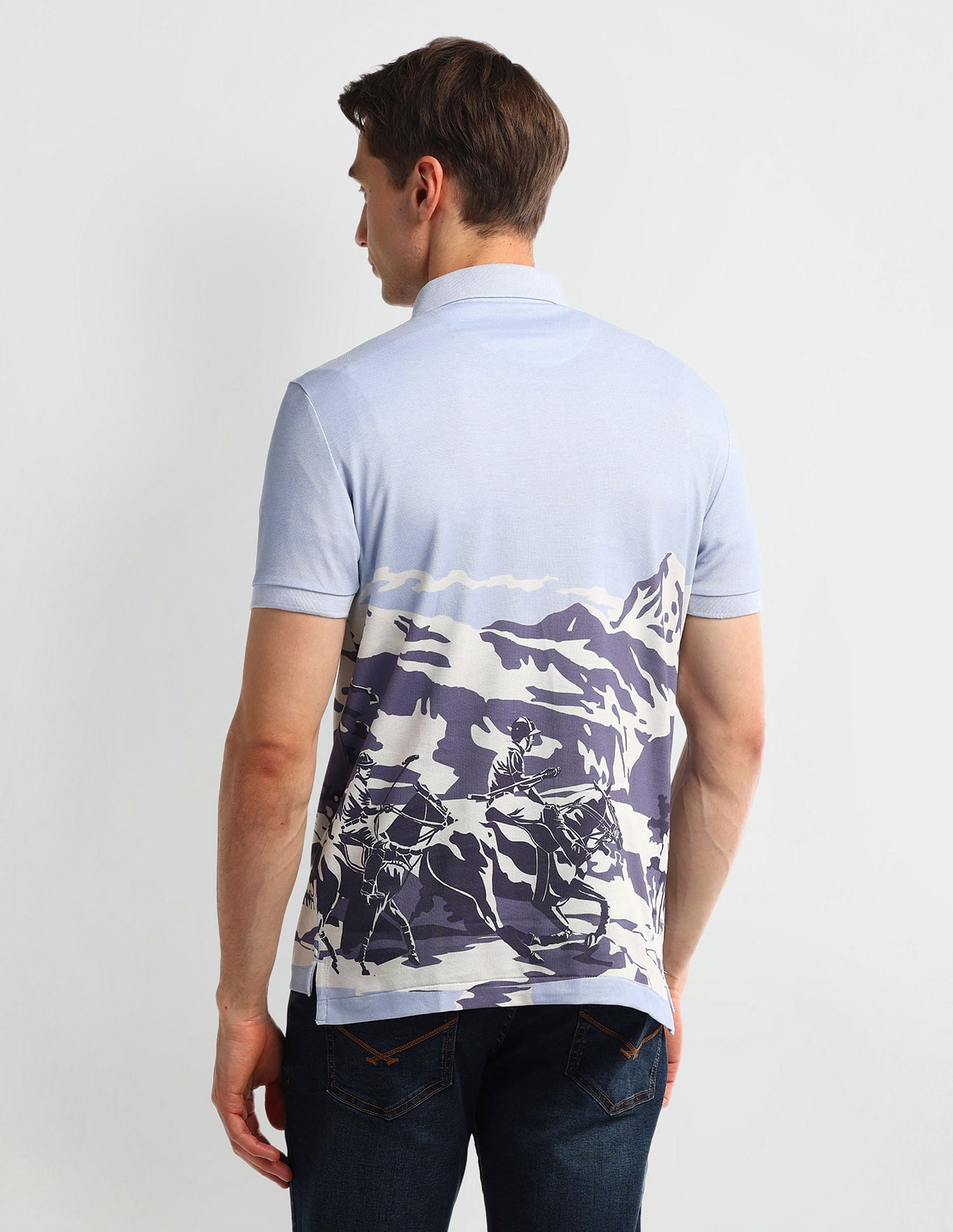 Muscle Fit Graphic Cotton Polo Shirt Blue - U.S. POLO ASSN. | Large