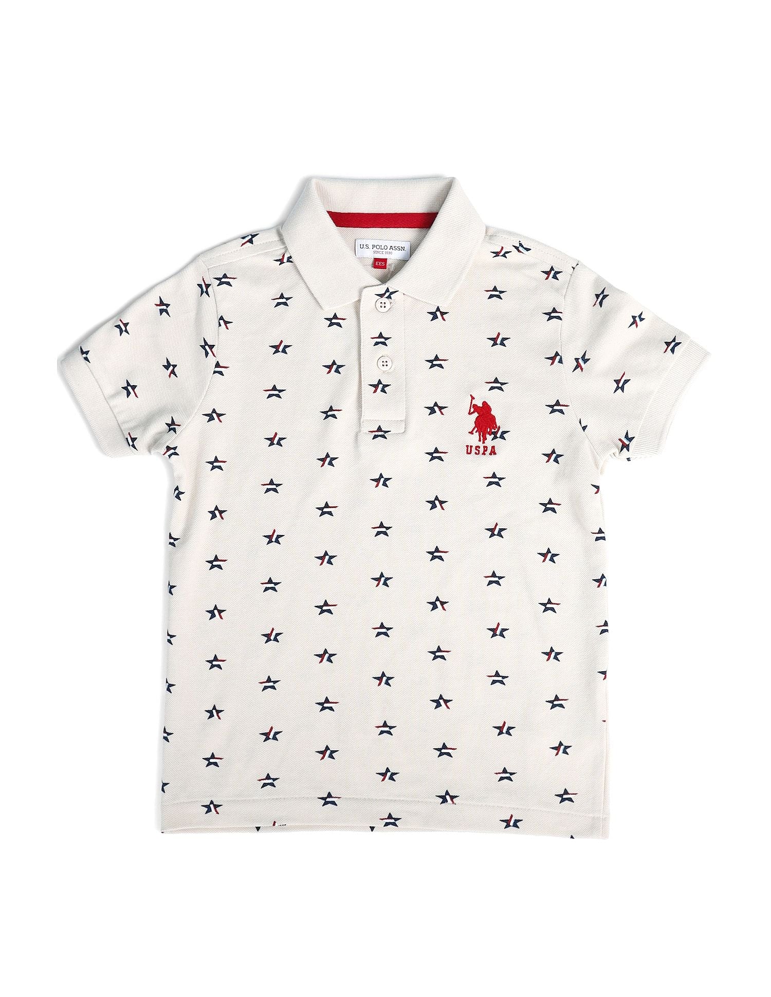 Boys Geometric Polo Shirt Ecru - U.S. POLO ASSN. | Large
