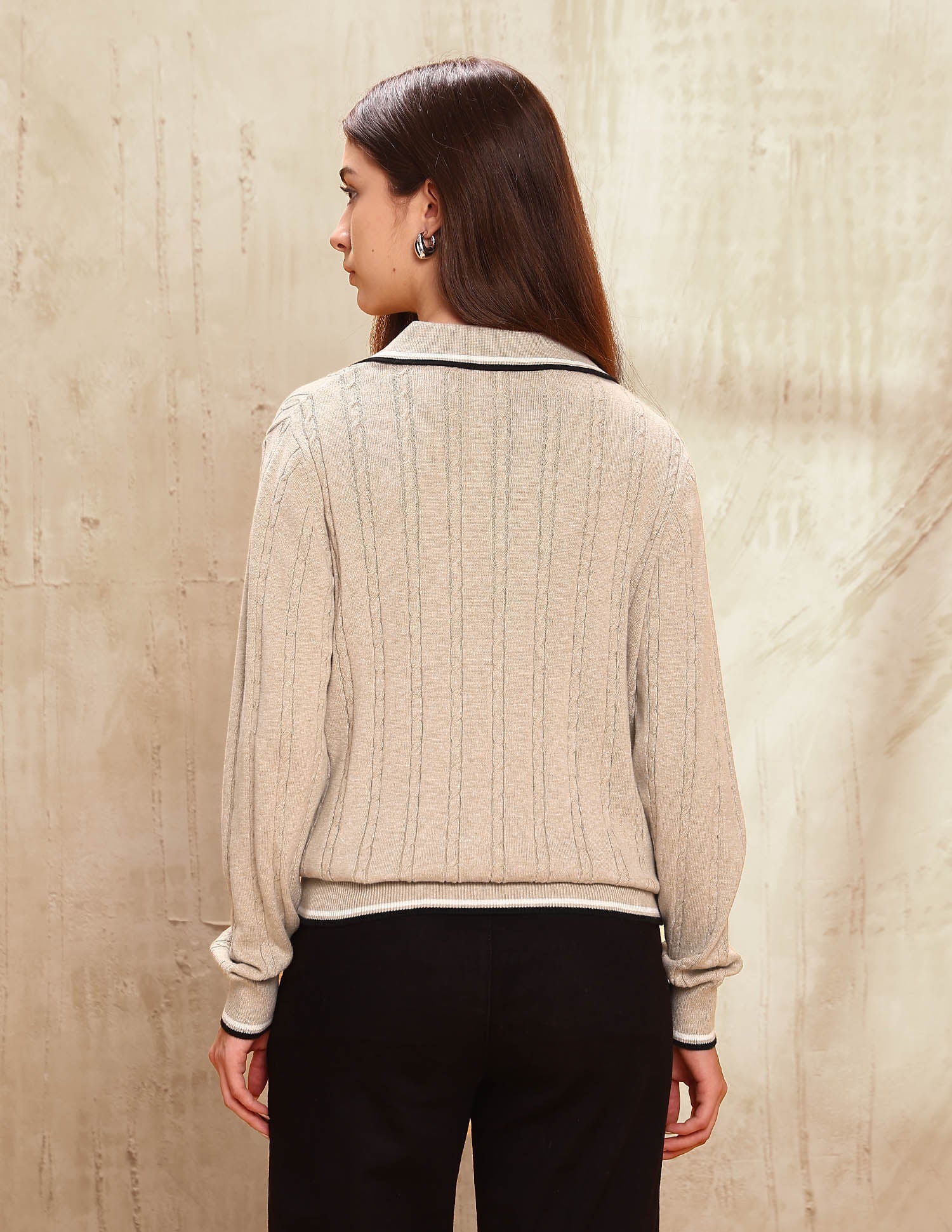 Regular Fit Textured Sweater White - U.S. POLO ASSN. | Large