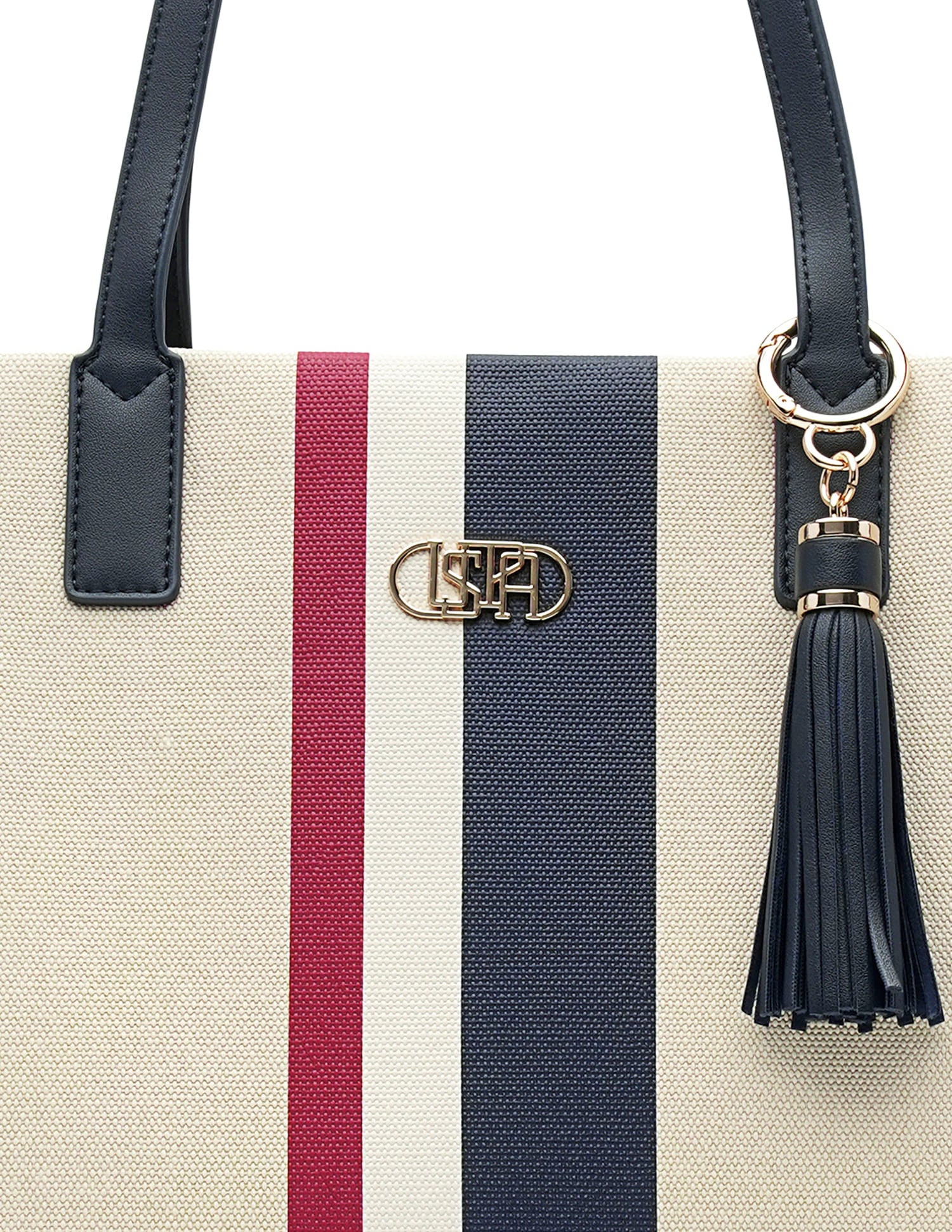 Valour Striped Tote Bag Beige - U.S. Polo Assn. India | Large