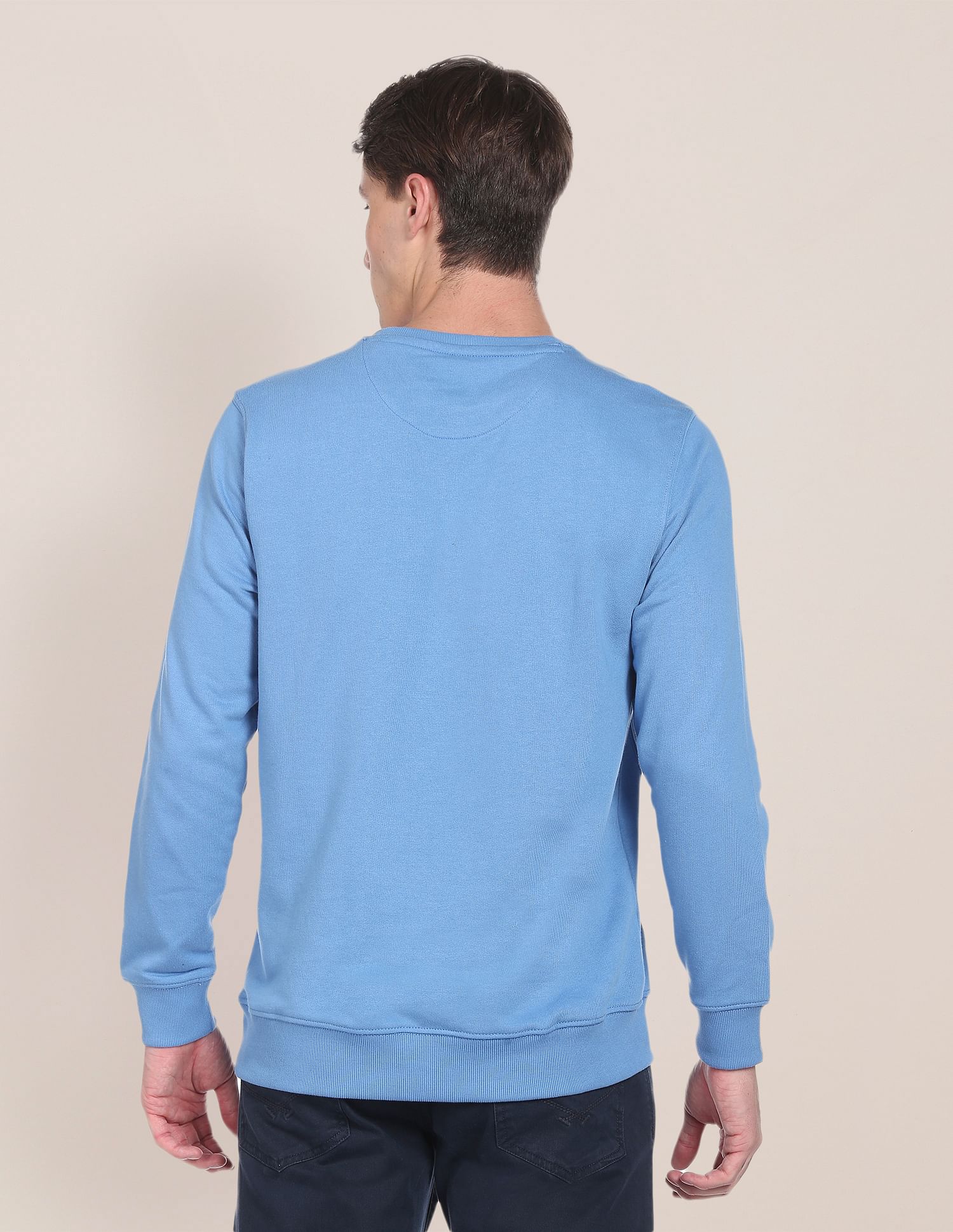 Crew Neck Brand Print Sweatshirt Light Blue - U.S. POLO ASSN. | Large