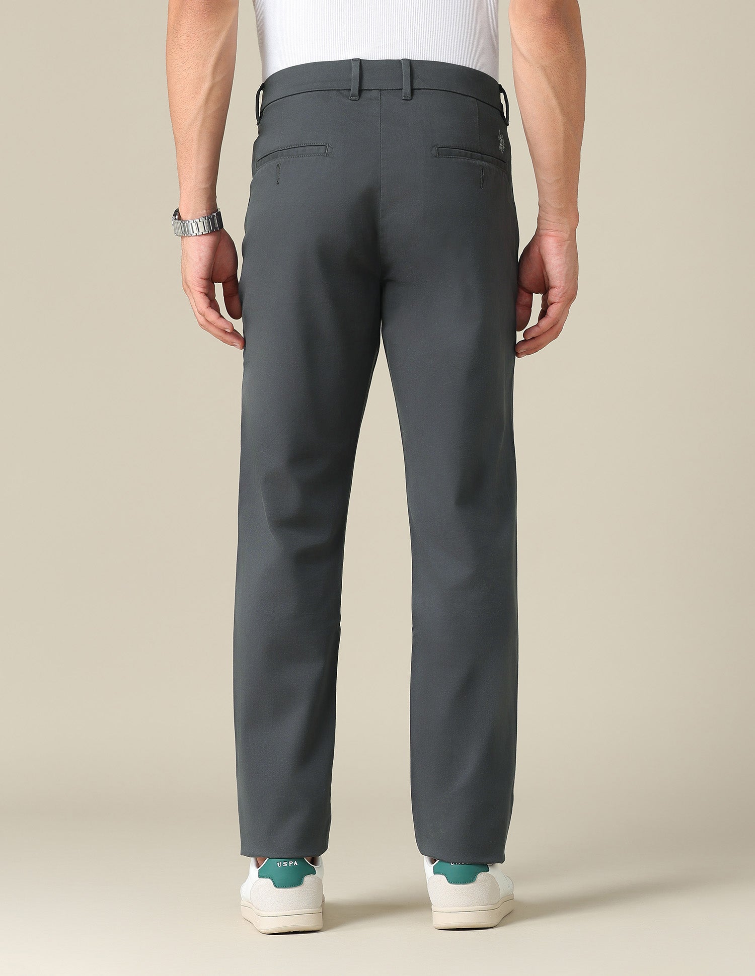 Austin Slim Fit Dobby Trousers Dark Grey - U.S. POLO ASSN. | Large
