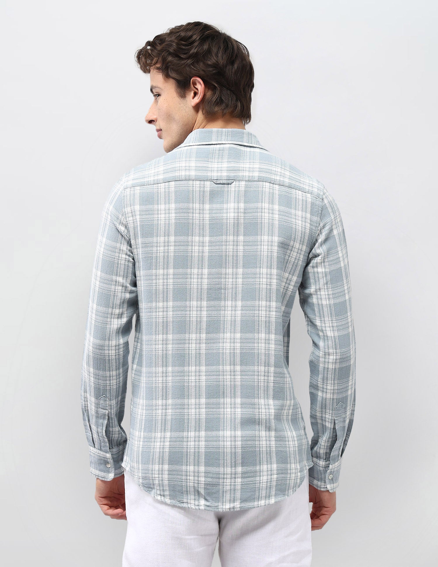 Motel On The Coast Self Design Plaid Checked Shirt Blue - U.S. Polo Assn. India | Large