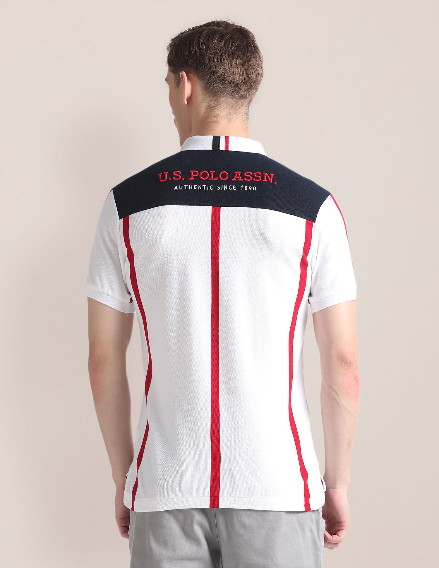 Vertical Stripe Cotton Polo Shirt White - U.S. Polo Assn. India | Large