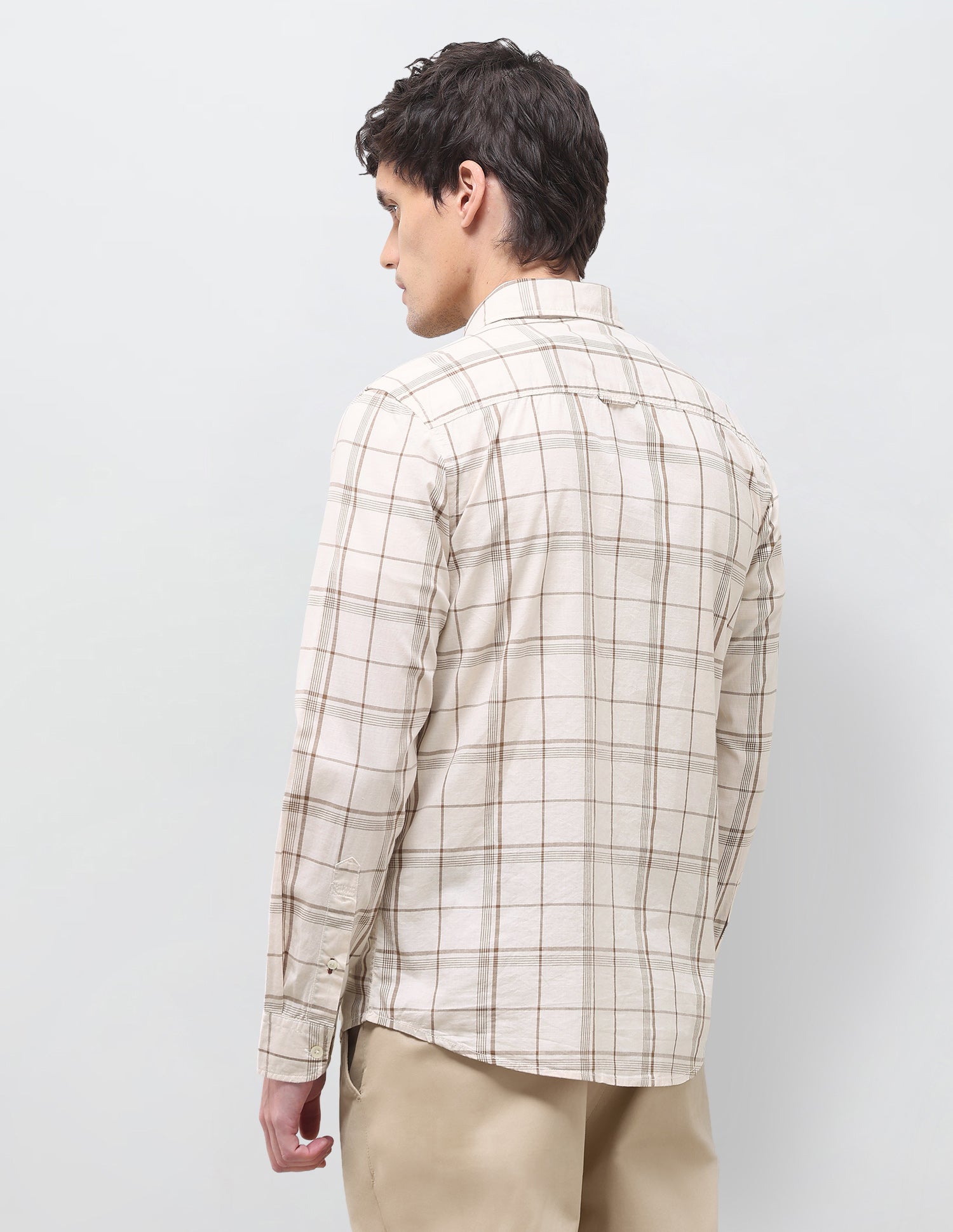 Grid Tattersall Checked Regular Fit Shirt Ivory - U.S. Polo Assn. India | Large