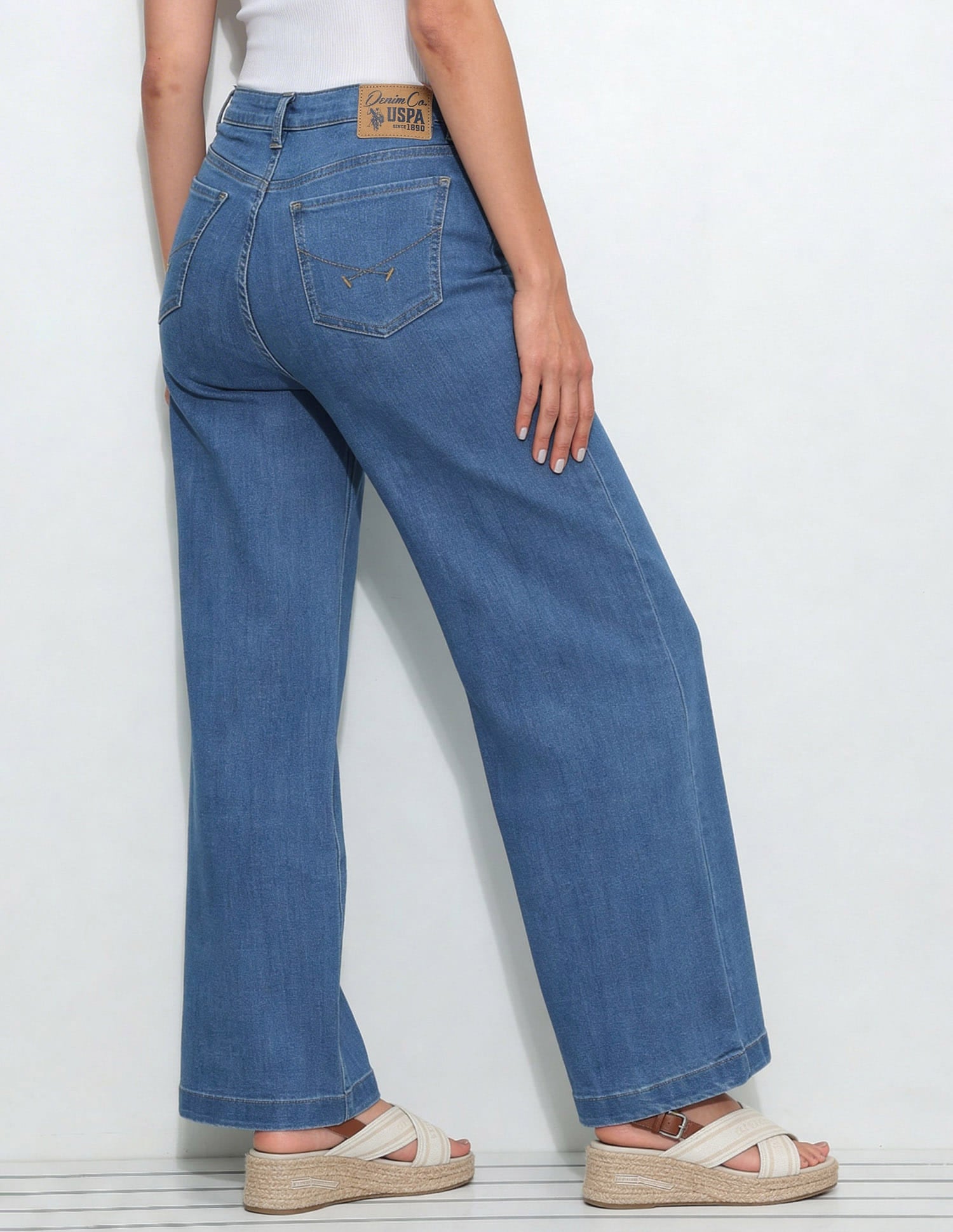 High Rise Wide Leg Jeans Blue - U.S. Polo Assn. India | Large
