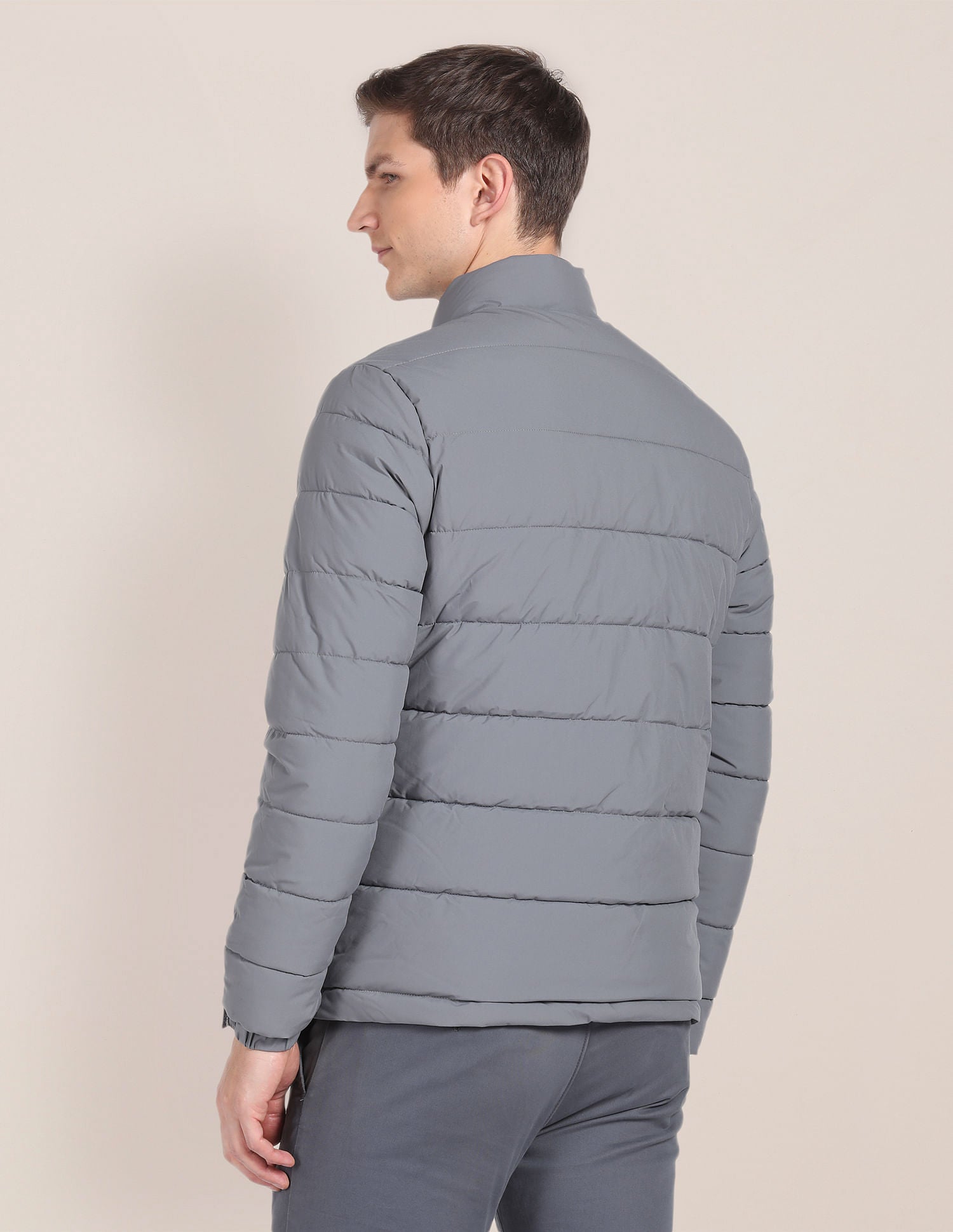 High Neck Quilted Jacket Grey - U.S. Polo Assn. India | Large