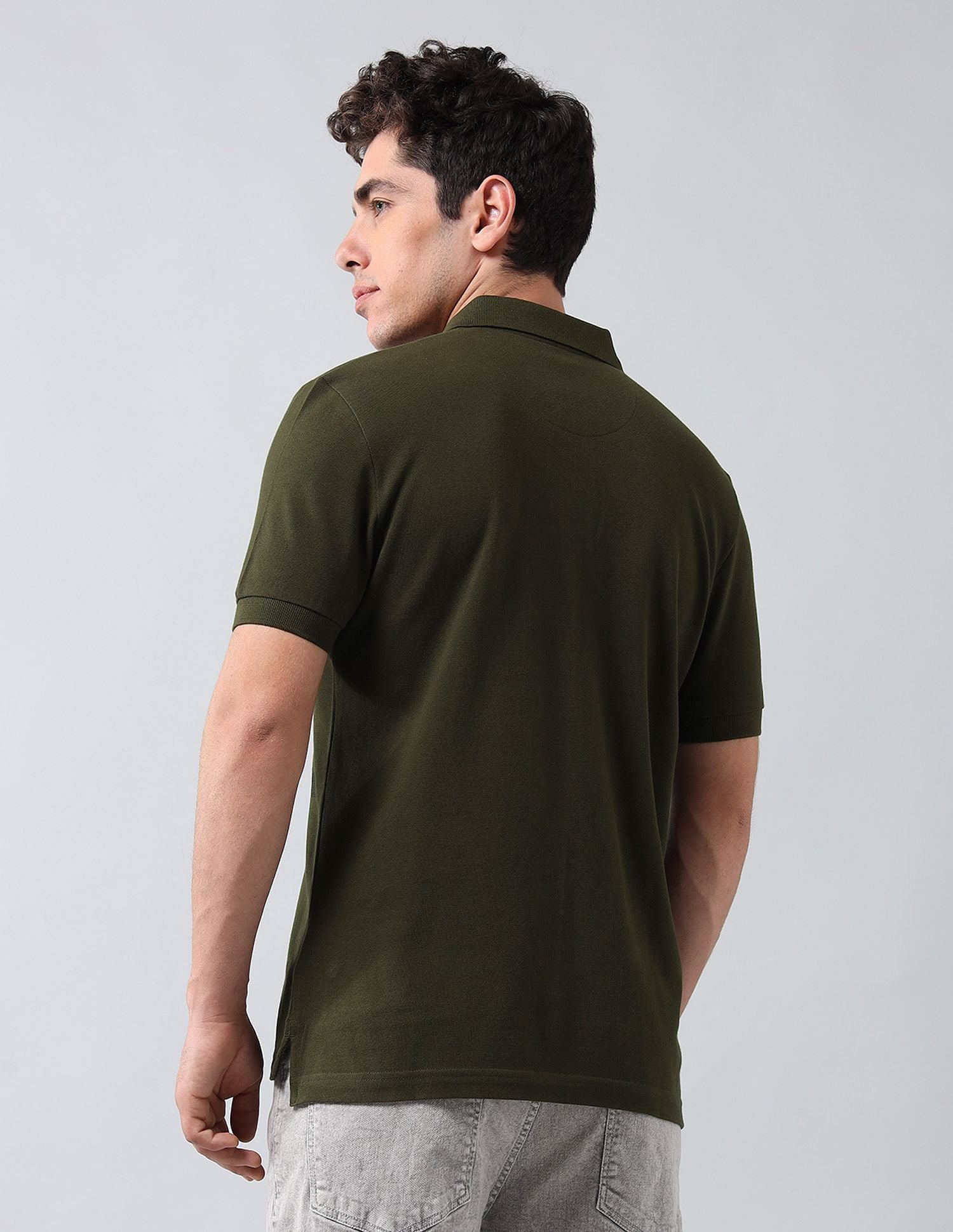 Muscle Fit Brand Printed Polo Shirt Olive - U.S. Polo Assn. India | Large