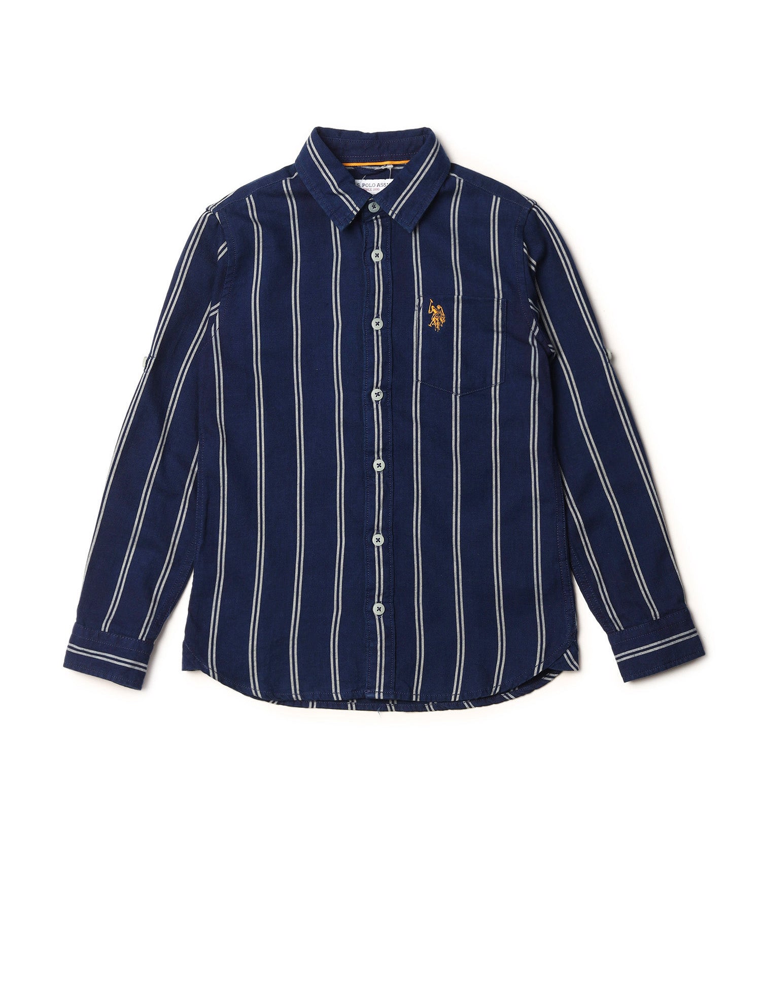 Boys Vertical Striped Regular Fit Shirt Indigo - U.S. POLO ASSN. | Large